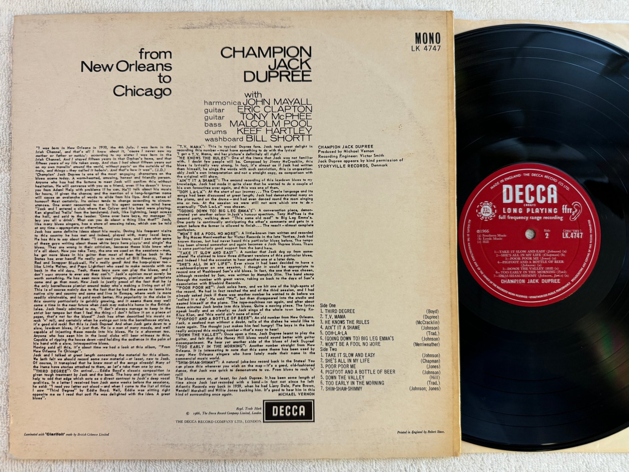Omslagsbild för skivan CHAMPION JACK DUPREE from New Orleans to Chicago LP -66 UK DECCA LK 4747
