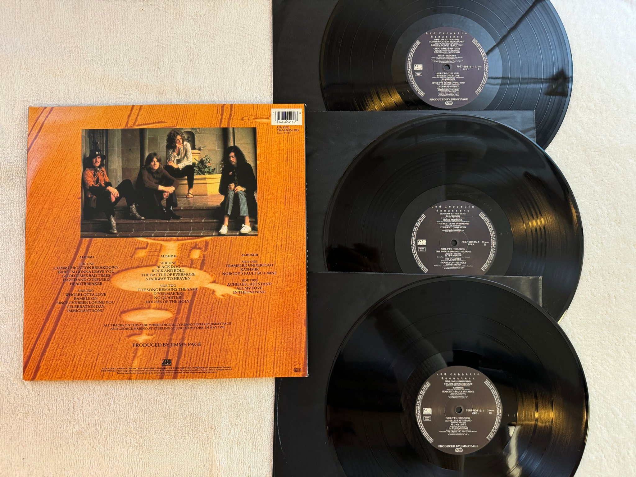 Omslagsbild för skivan LED ZEPPELIN remasters 3xLP -90 ATLANTIC 7567-80415-1