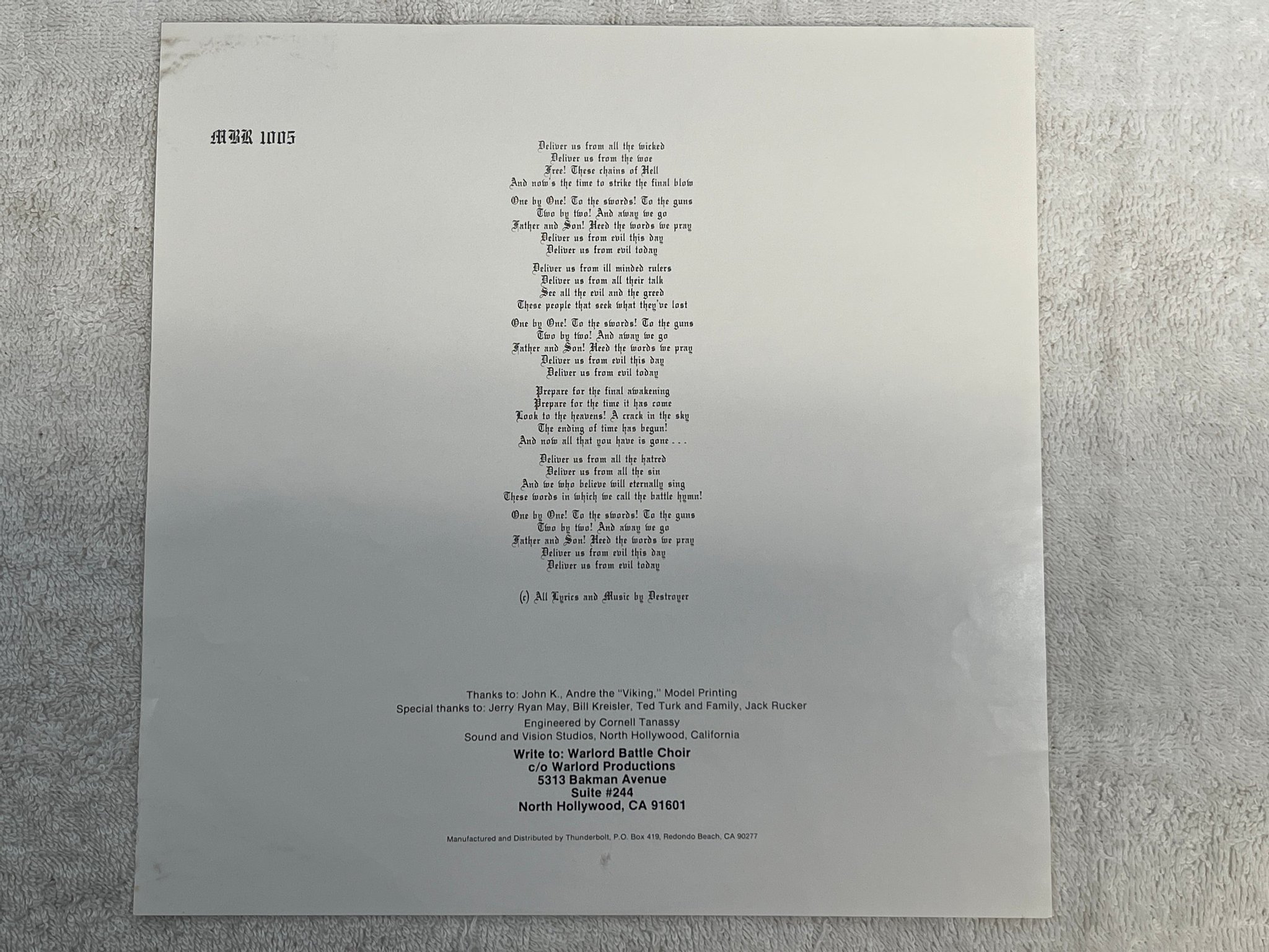 Omslagsbild för skivan WARLORD deliver us LP -83 US METAL BLADE MBR 1005