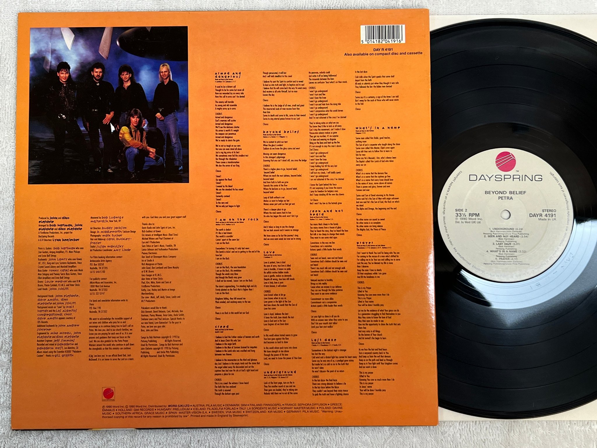 Omslagsbild för skivan PETRA beyond belief LP -90 UK DAYSPRING DAYR 4191 *** RARE ROCK ***