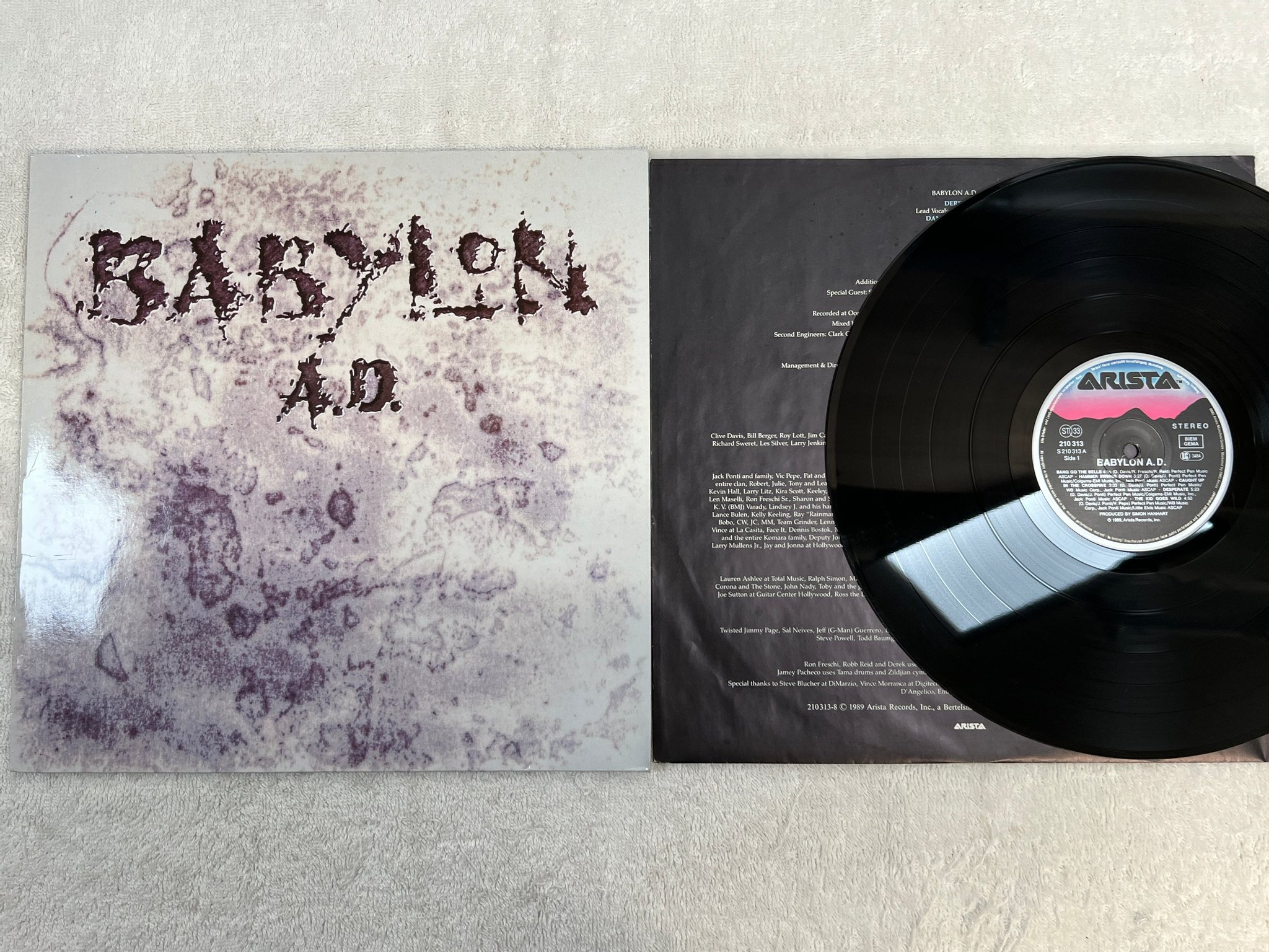 Omslagsbild för skivan BABYLON A.D. s/t LP -89 ARISTA 210 313 *** RARE ARENA ROCK ****