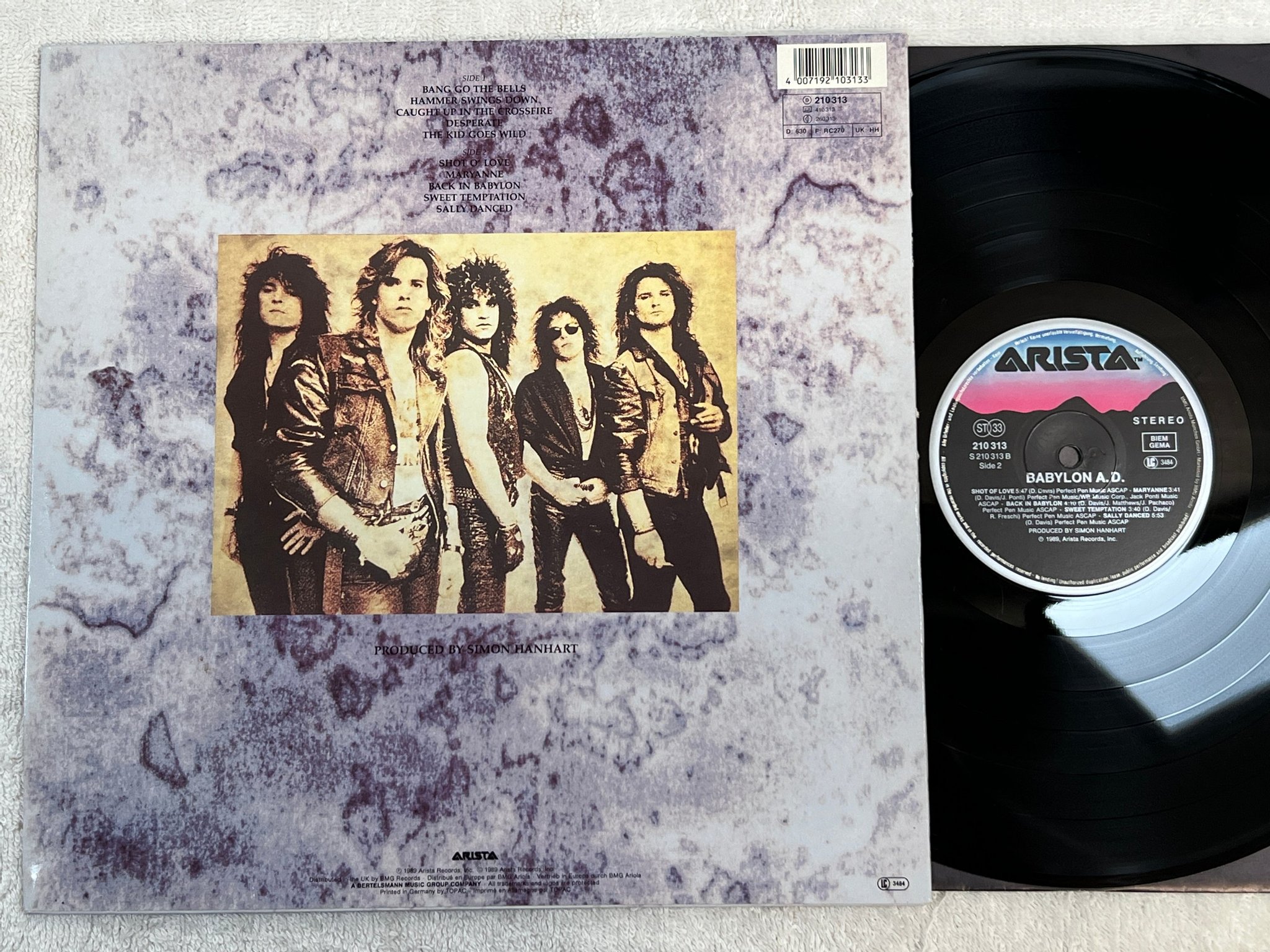 Omslagsbild för skivan BABYLON A.D. s/t LP -89 ARISTA 210 313 *** RARE ARENA ROCK ****