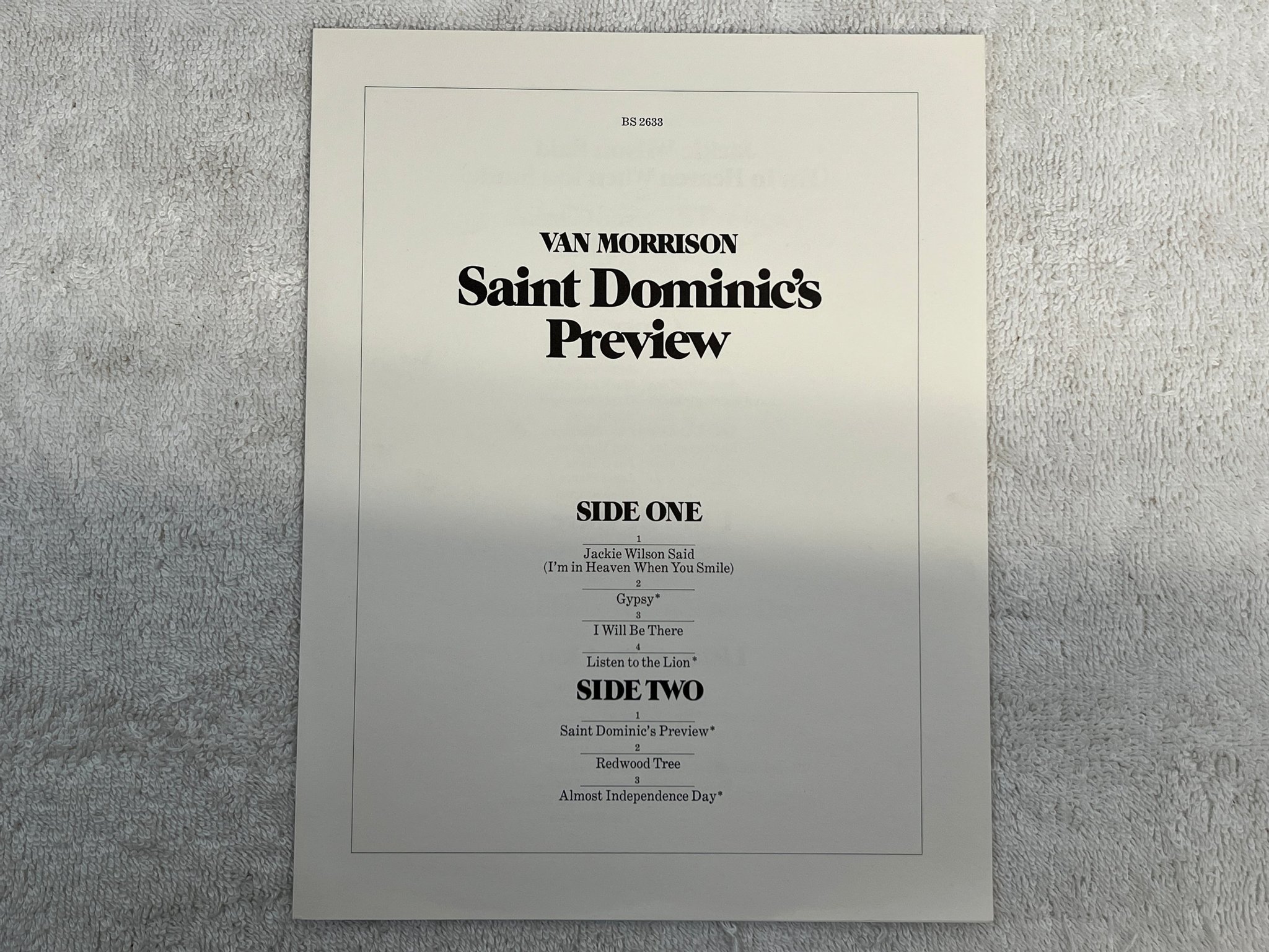 Omslagsbild för skivan VAN MORRISON Saint Dominic's Preview LP -72 US WARNER BROS BS 2633