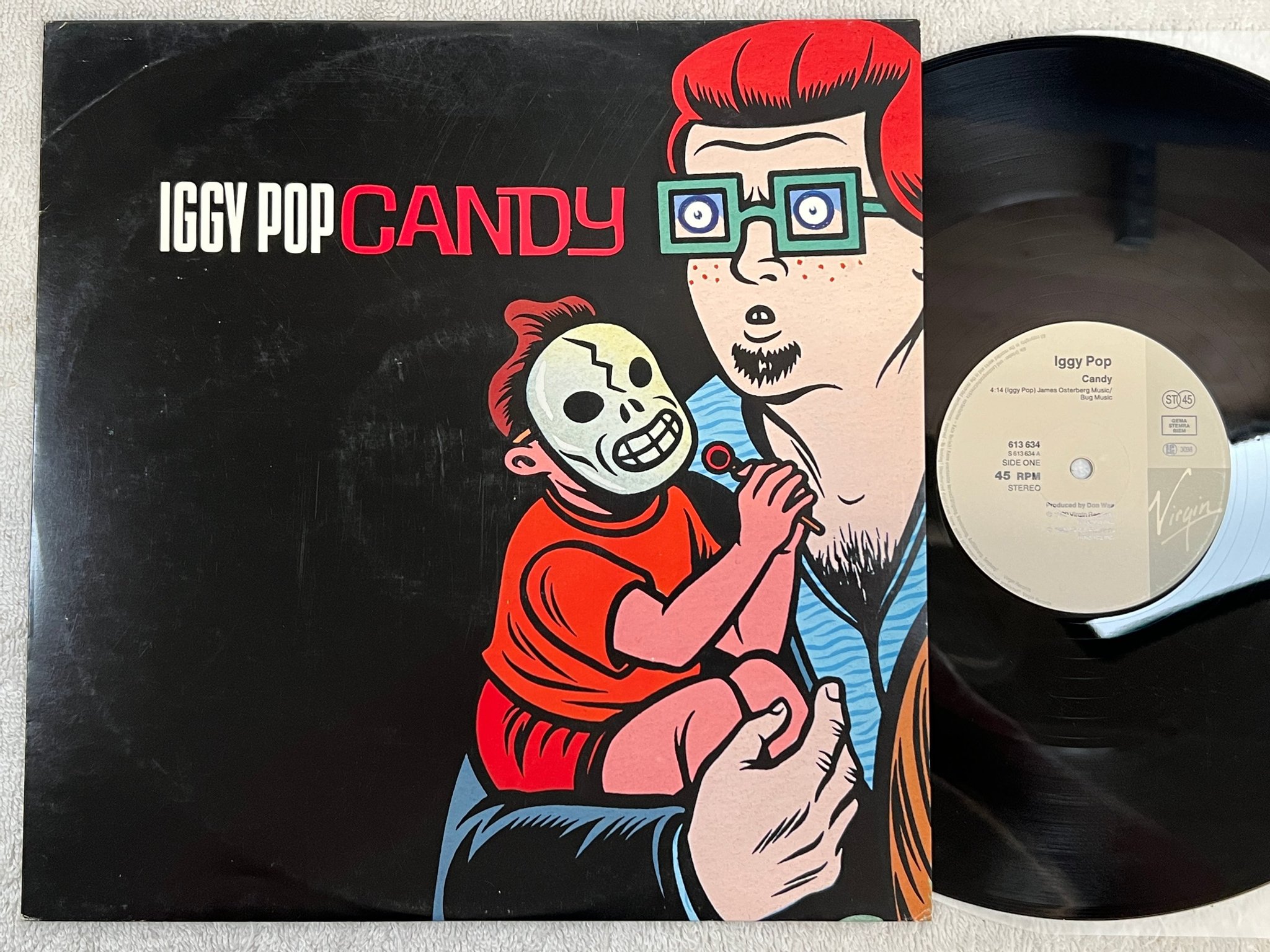 Omslagsbild för skivan IGGY POP candy 12"single -90 EU VIRGIN 613634