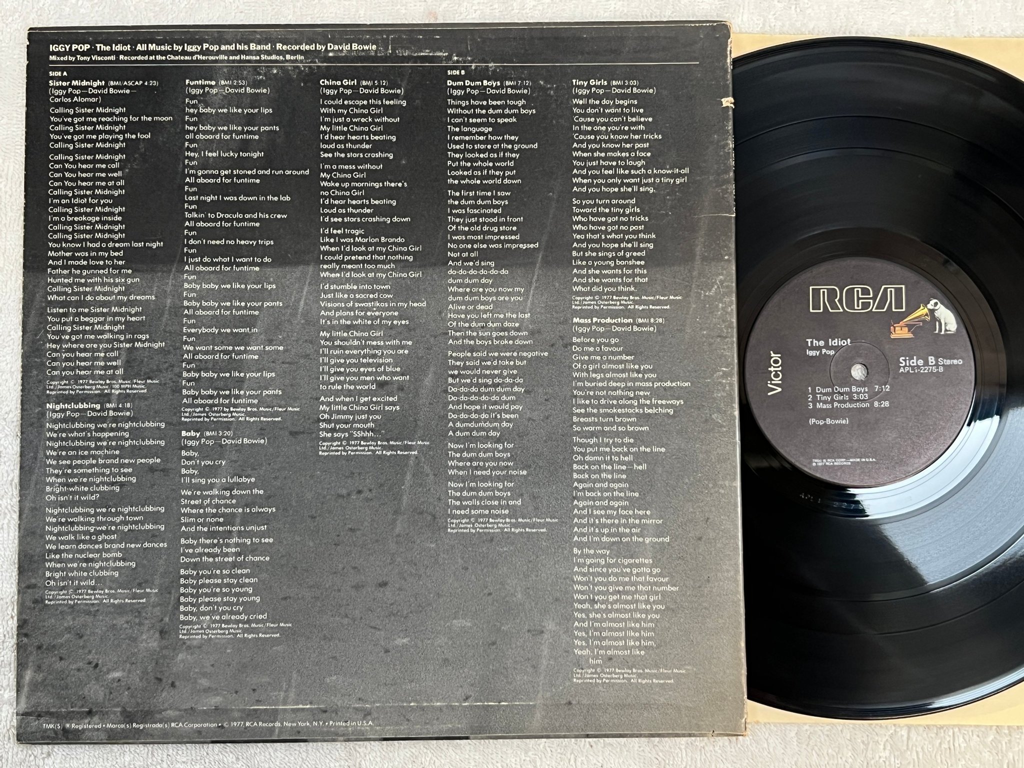 Omslagsbild för skivan IGGY POP the idiot LP -77 US RCA APL1-2275