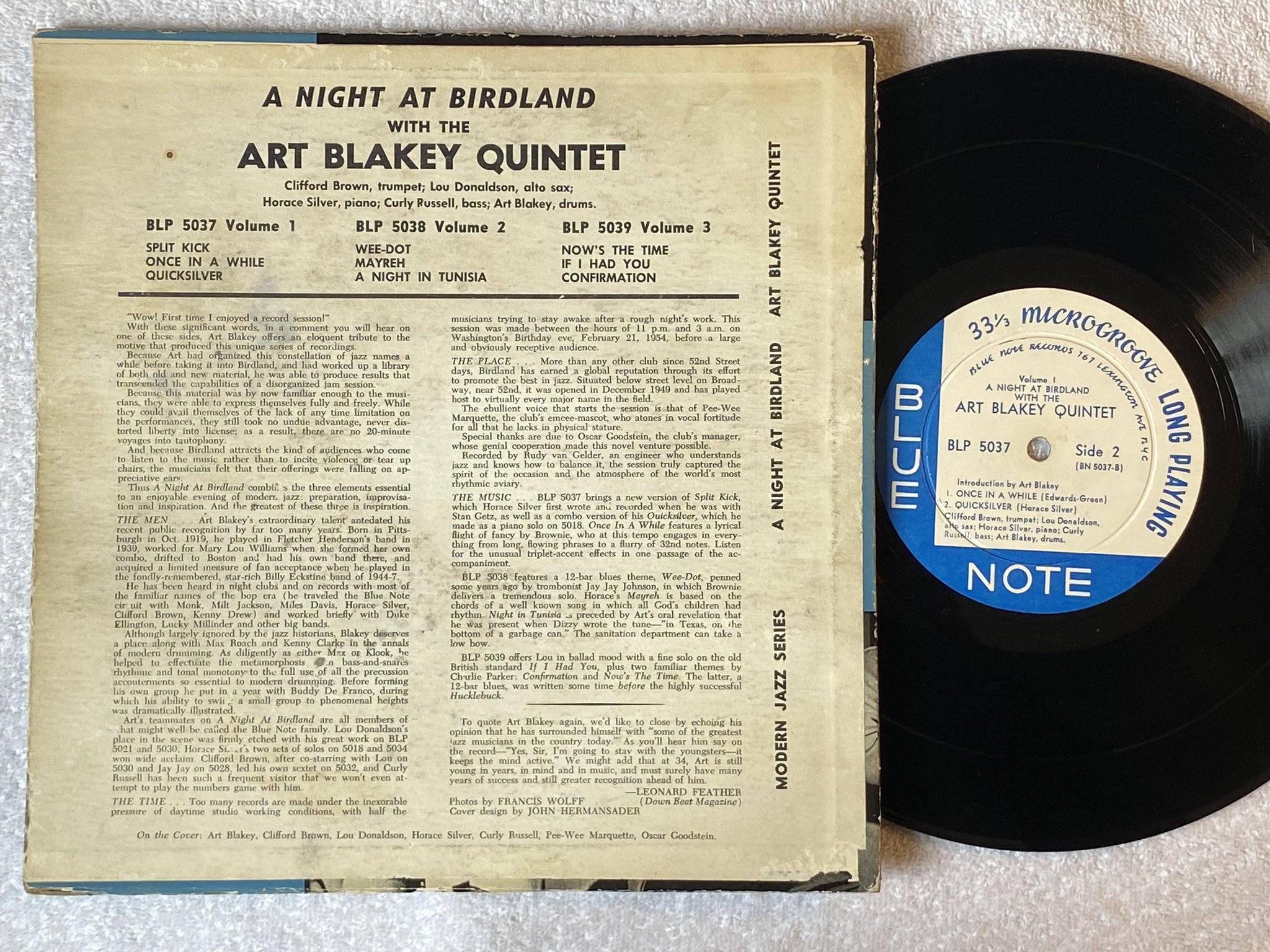 Omslagsbild för skivan ART BLAKEY QUINTET A Night At Birdland vol 1 10"LP -54 US BLUE NOTE BLP 5037