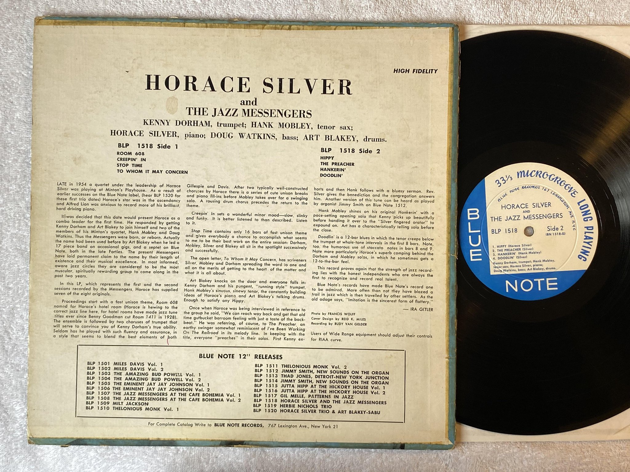 Omslagsbild för skivan HORACE SILVER AND THE JAZZ MESSENGERS LP -56 US BLUE NOTE BLP 1518 LEXINGTON
