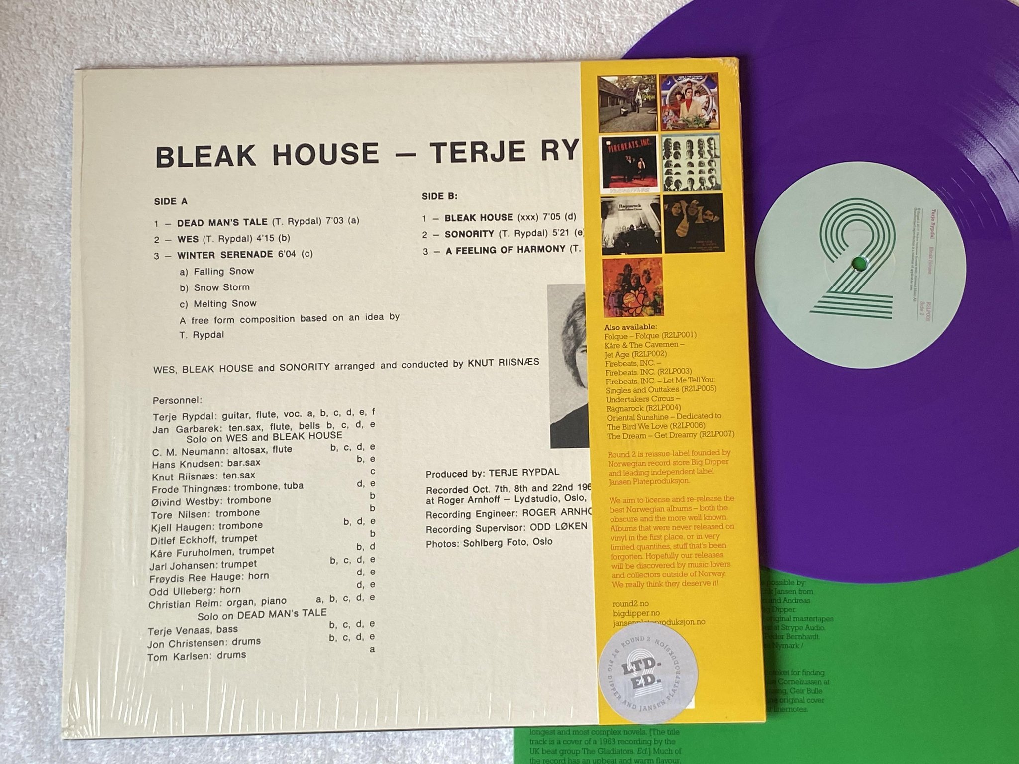 Omslagsbild för skivan TERJE RYPDAL Bleak House LP RE 2017 round2 R2LP008LTD *** PURPLE VINYL ***