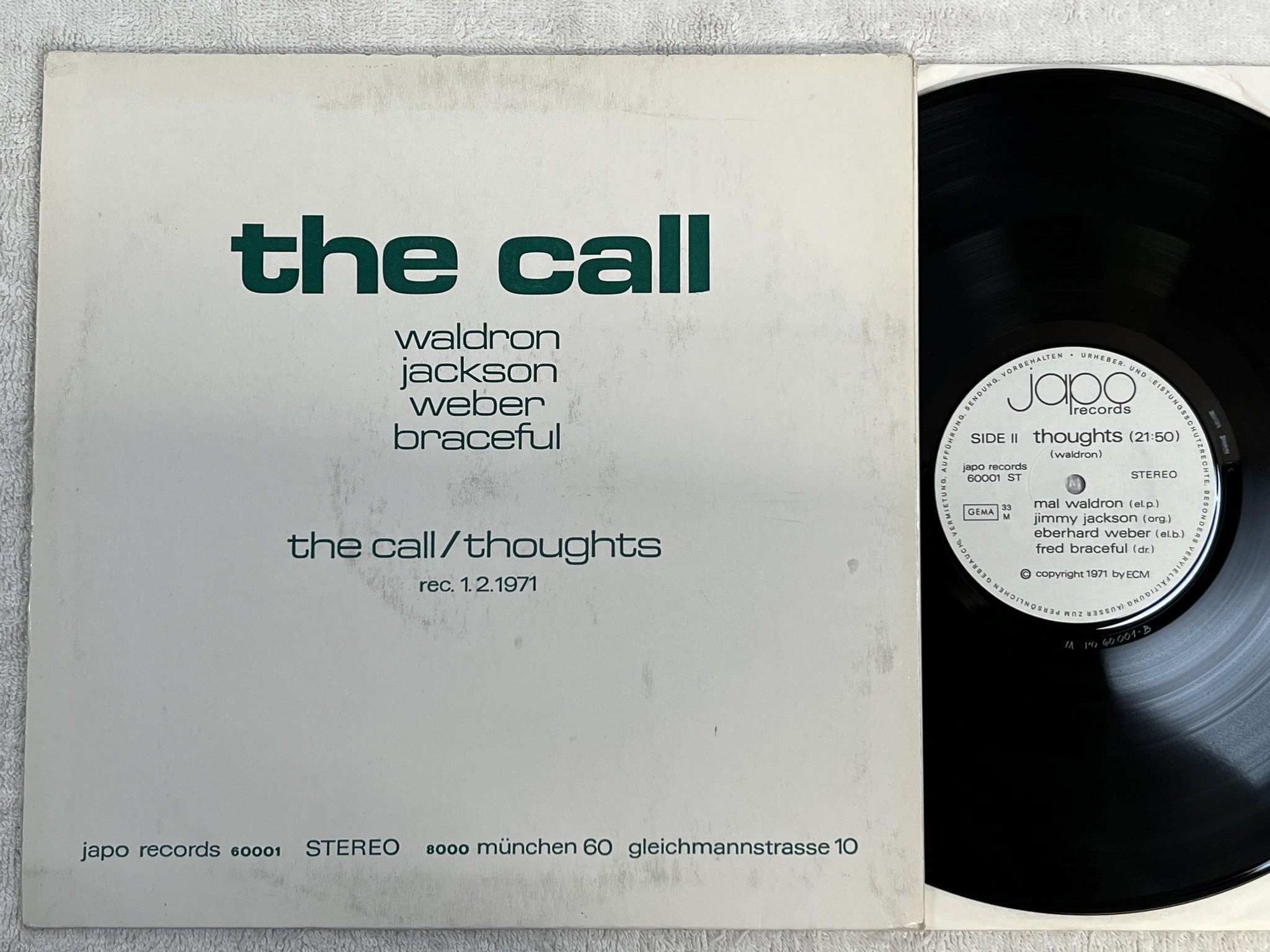 Omslagsbild för skivan Waldron, Jackson, Weber, Braceful – The Call LP -71 Ger JAPO 60001 ** R A R E **