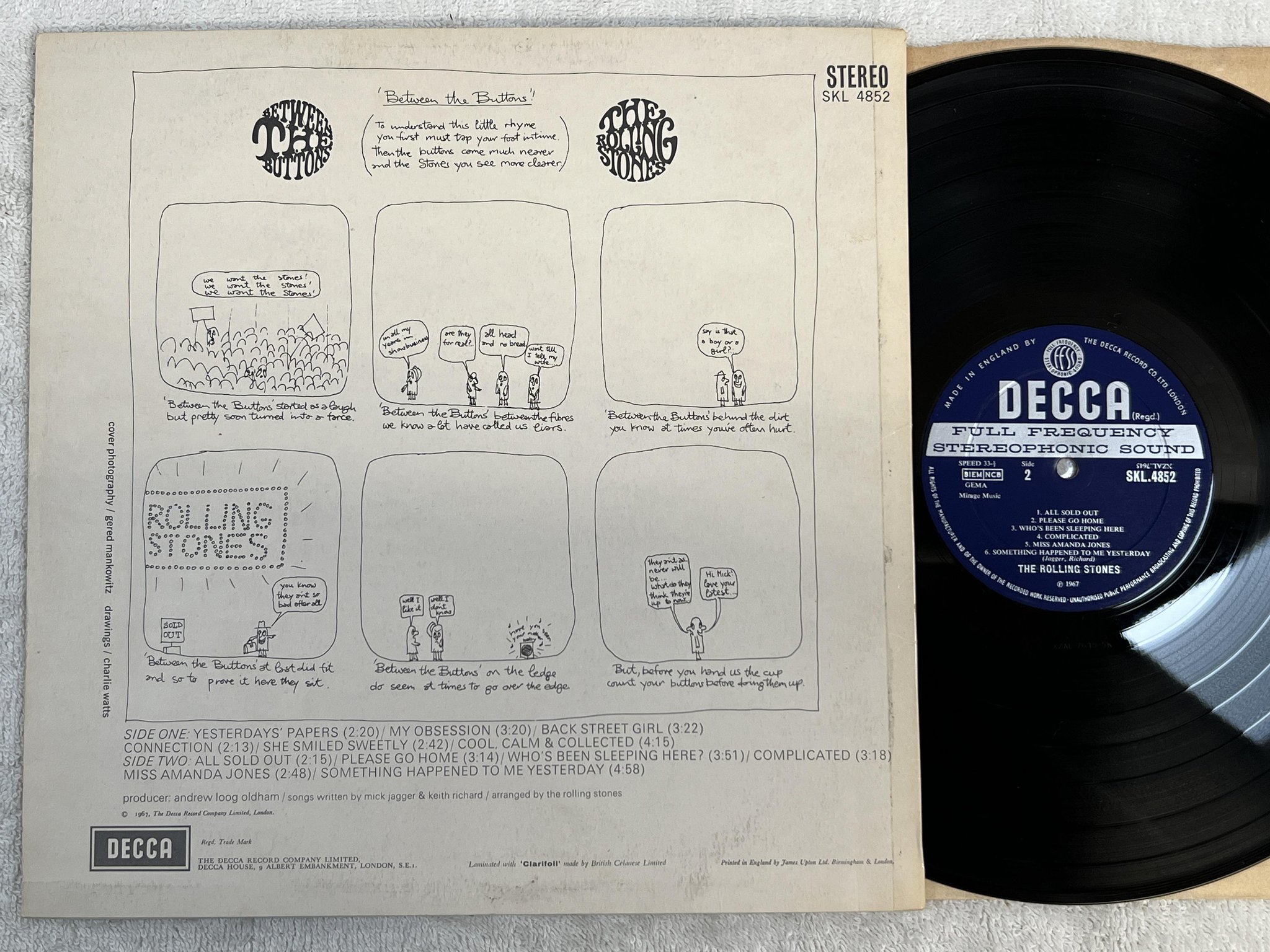 Omslagsbild för skivan THE ROLLING STONES between the buttons LP -67 UK DECCA SKL 4852