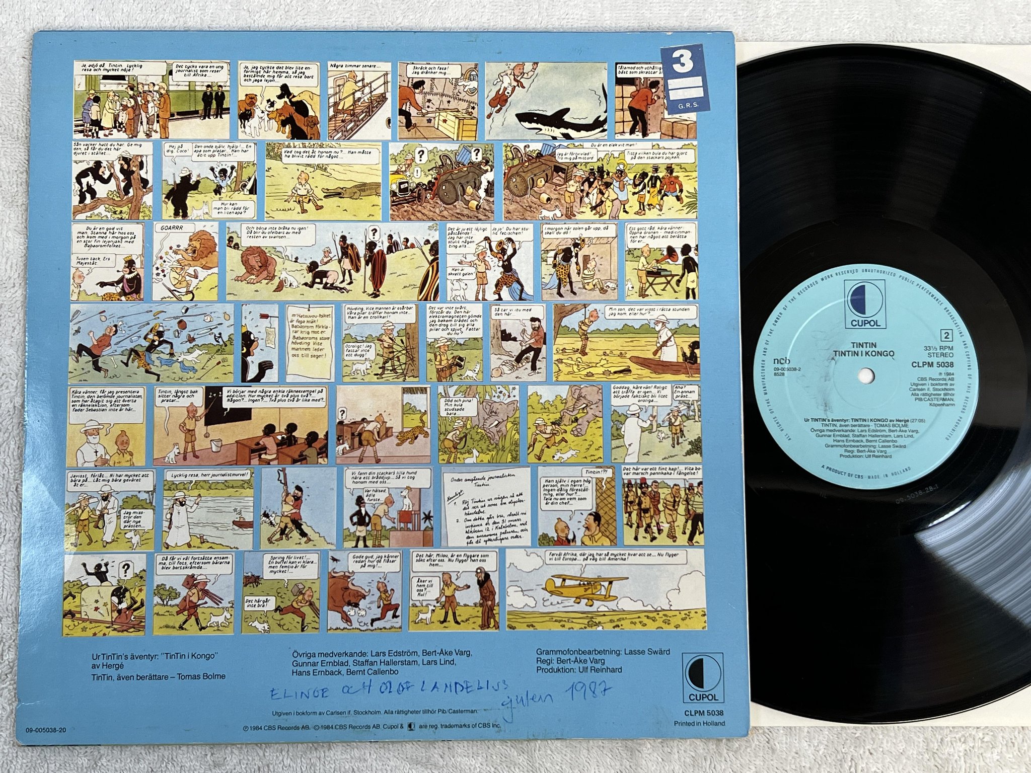 Omslagsbild för skivan TINTIN I KONGO LP -84 Hol CUPOL CLPM 5038 *** RARE ***
