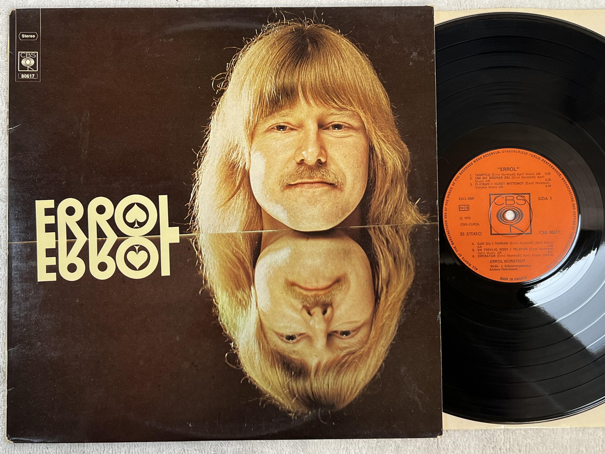 Omslagsbild för skivan ERROL NORSTEDT Errol LP -75 Swe CBS 80617 *** RARE EDDIE MEDUZA ***