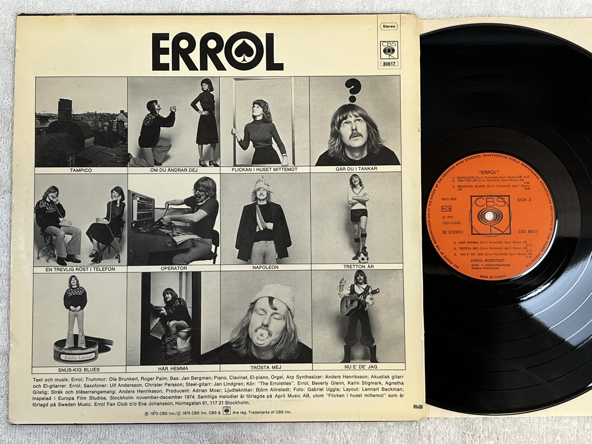 Omslagsbild för skivan ERROL NORSTEDT Errol LP -75 Swe CBS 80617 *** RARE EDDIE MEDUZA ***