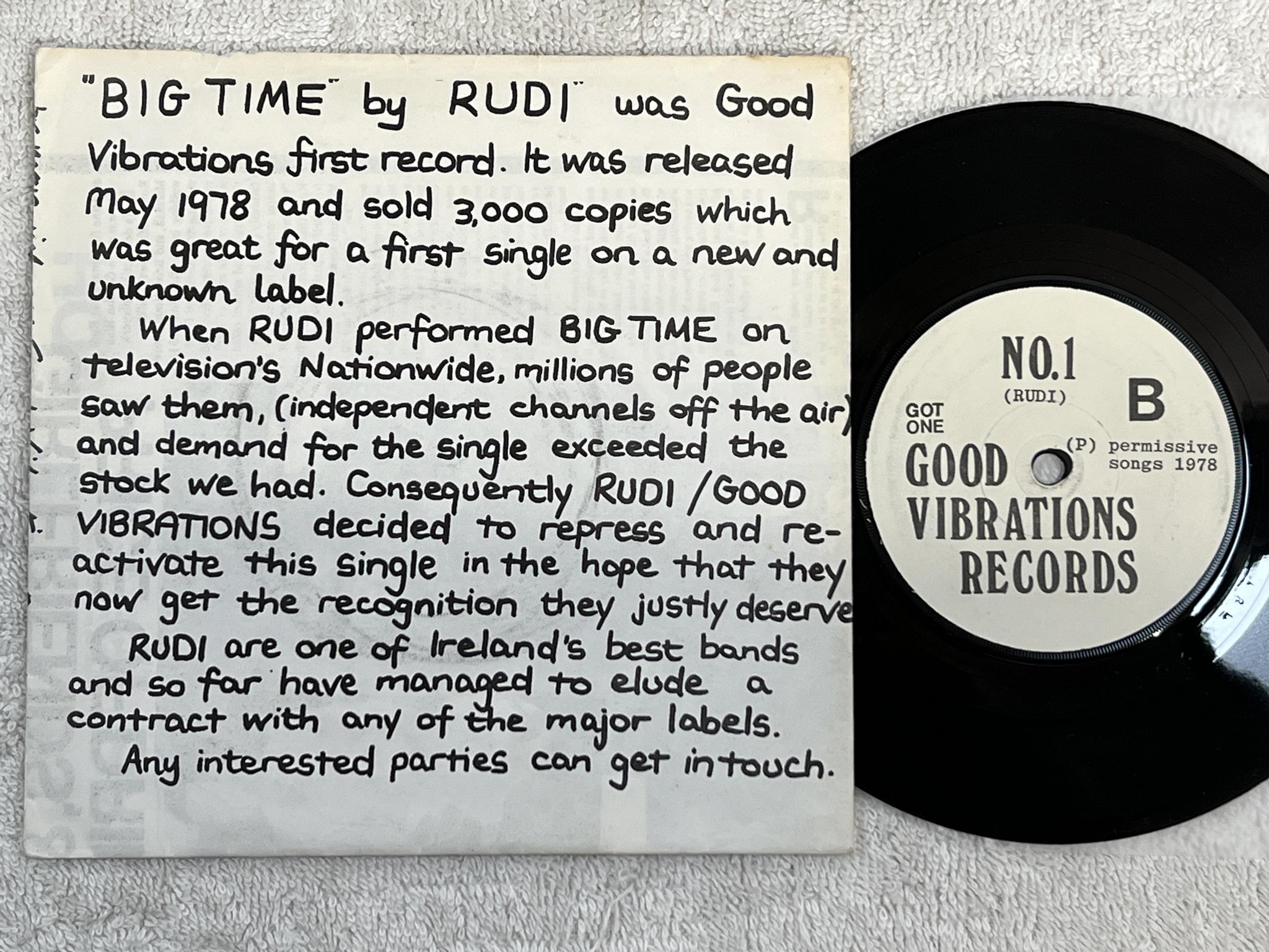 Omslagsbild för skivan RUDI Big Time 7" -79 re UK GOOD VIBRATIONS GOT 1 *** NEW WAVE / PUNK ***