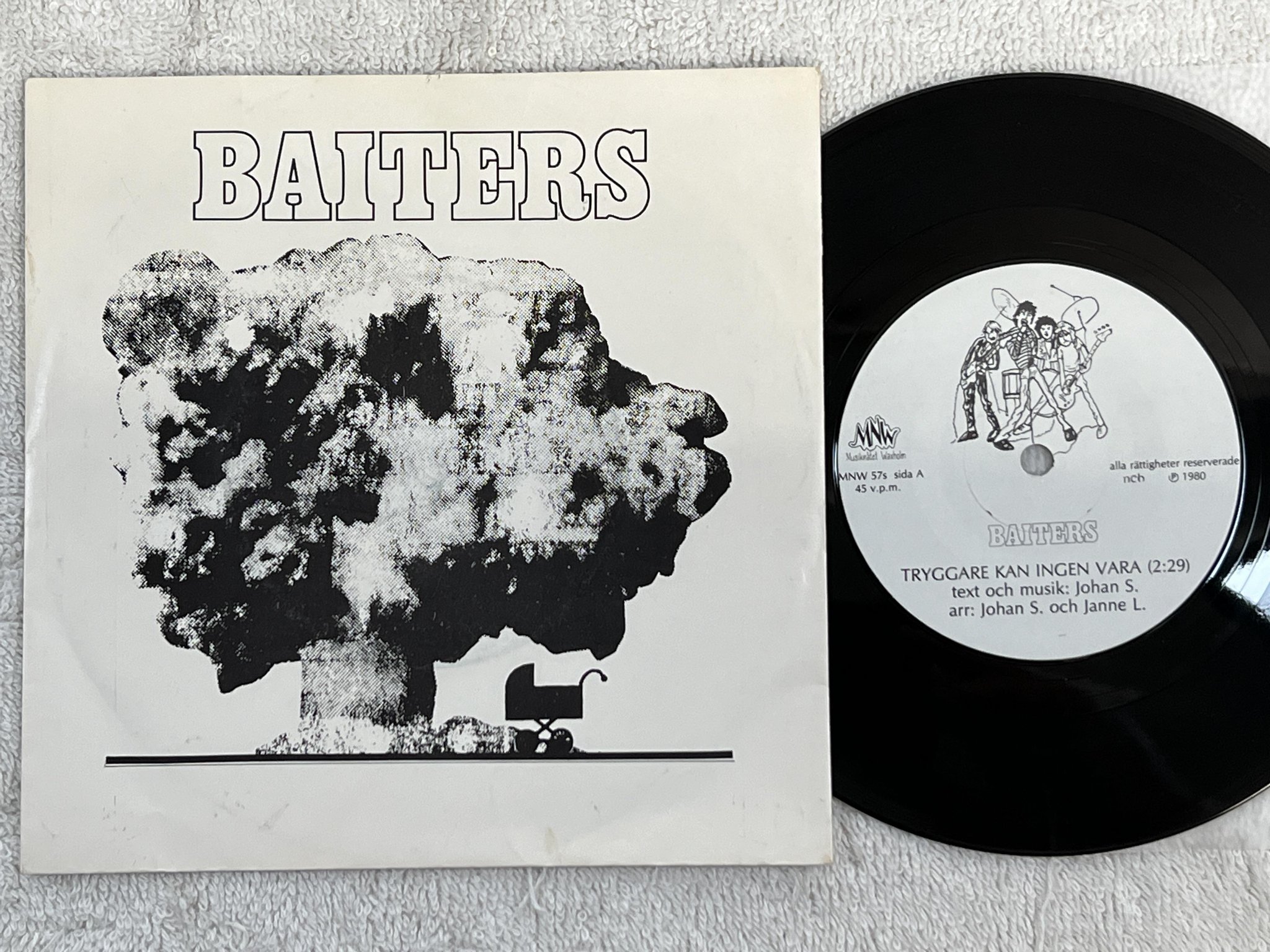 Omslagsbild för skivan BAITERS Tryggare Kan Ingen Vara 7" -80 Swe MNW 57s ***** PUNK *****