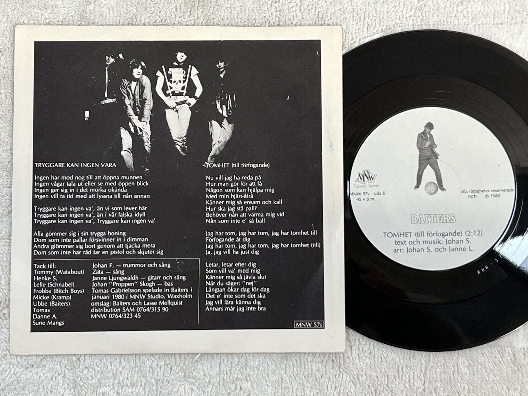 Omslagsbild för skivan BAITERS Tryggare Kan Ingen Vara 7" -80 Swe MNW 57s ***** PUNK *****