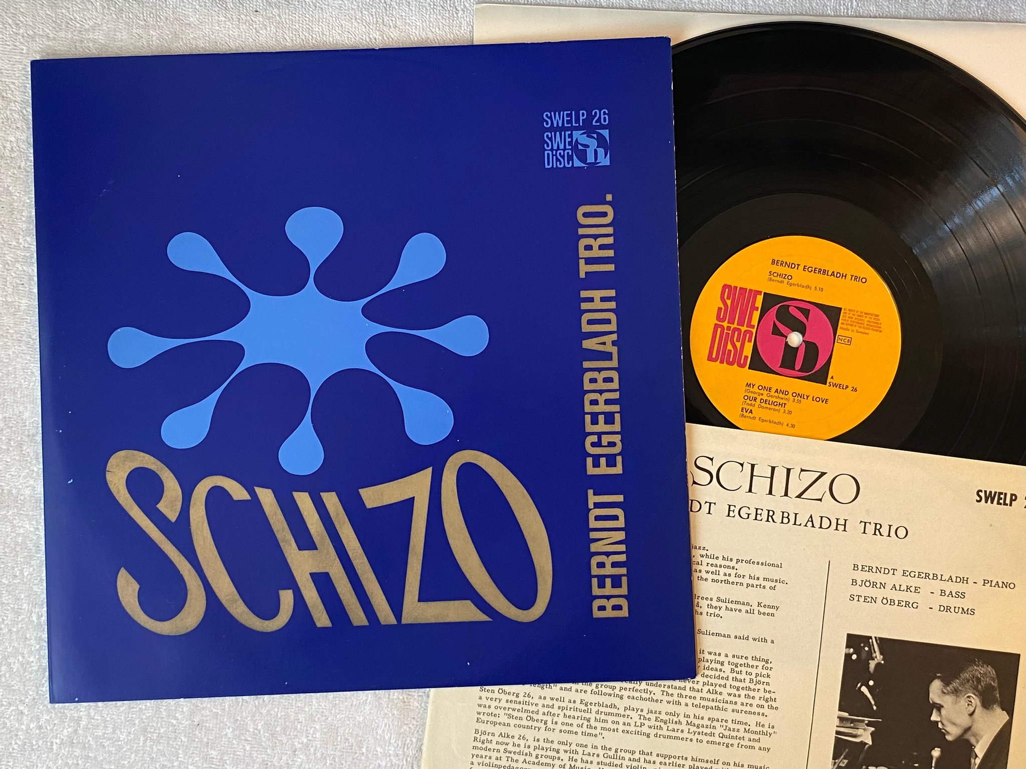 Omslagsbild för skivan BERNDT EGERBLADH TRIO schizo LP -65 Swe SWEDISC SWELP 26 *** rare jazz ***