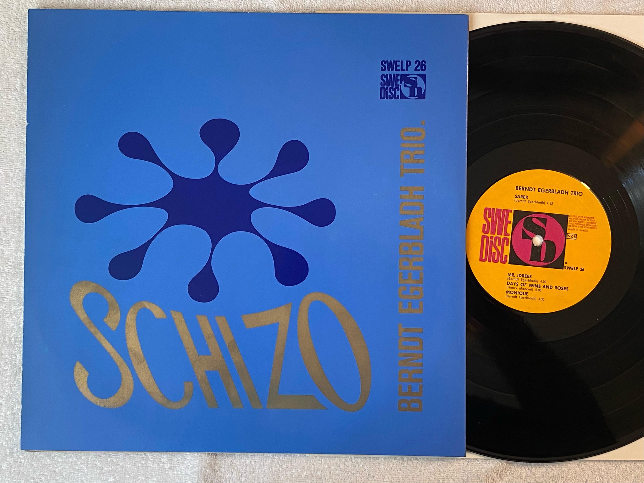 Omslagsbild för skivan BERNDT EGERBLADH TRIO schizo LP -65 Swe SWEDISC SWELP 26 *** rare jazz ***