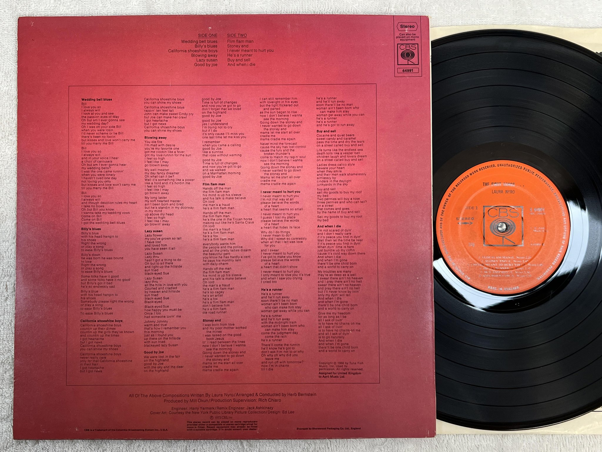 Omslagsbild för skivan LAURA NYRO the first songs... LP -73 UK CBS S 64991