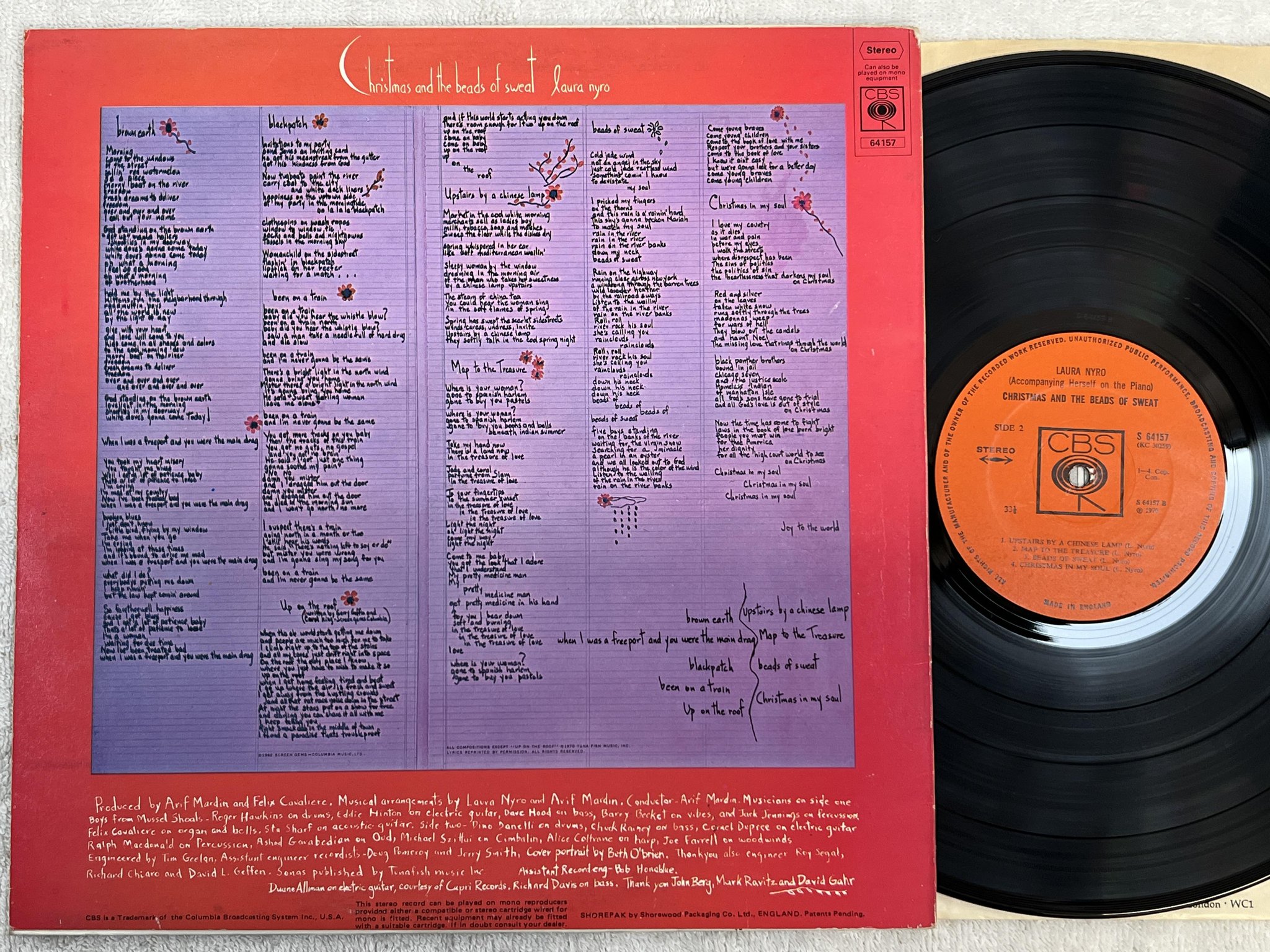 Omslagsbild för skivan LAURA NYRO Christmas And The Beads Of Sweat LP -70 UK CBS S 64157