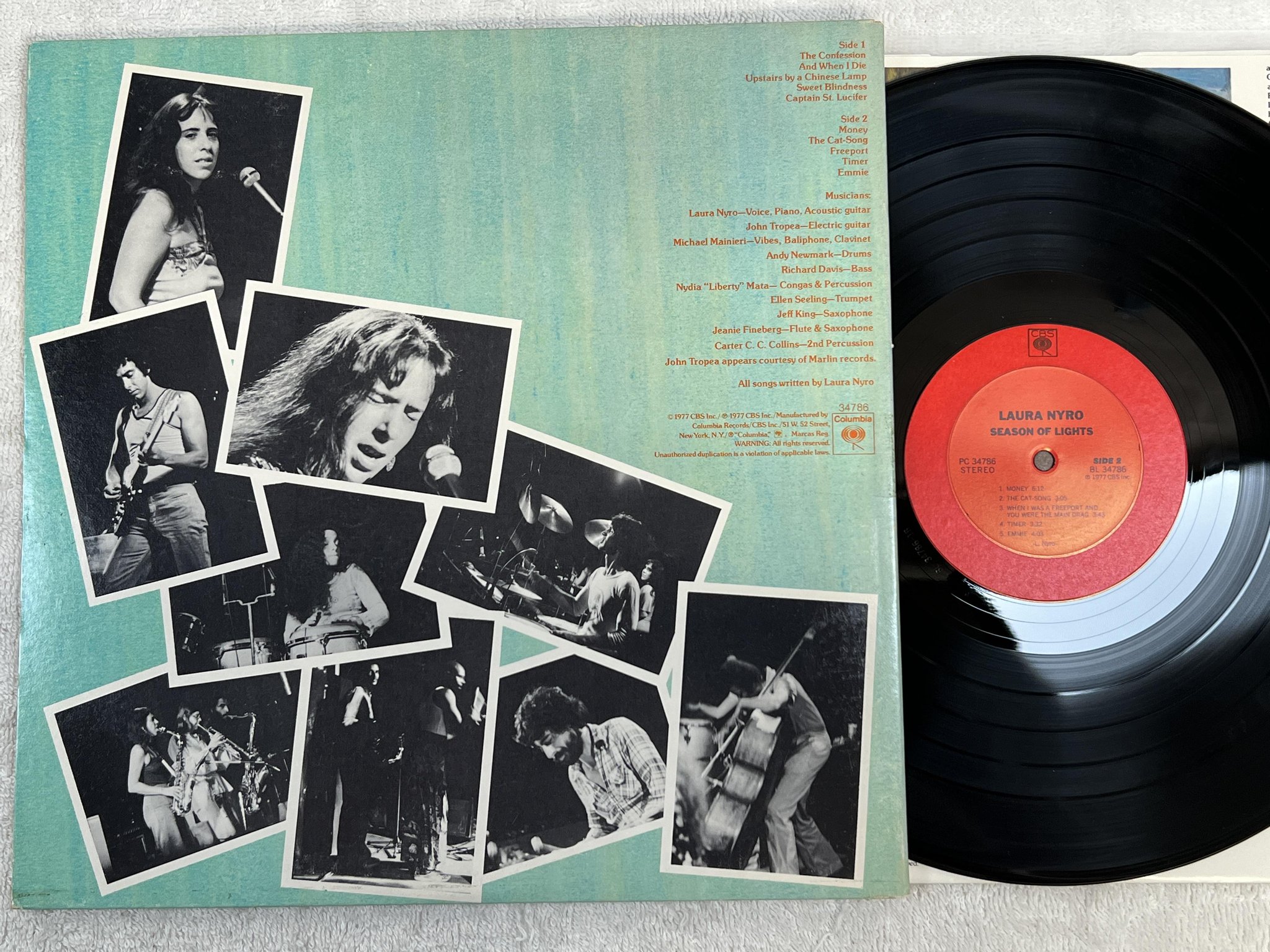 Omslagsbild för skivan LAURA NYRO Season Of Lights...Laura Nyro In Concert LP -77 US columbia PC 34786