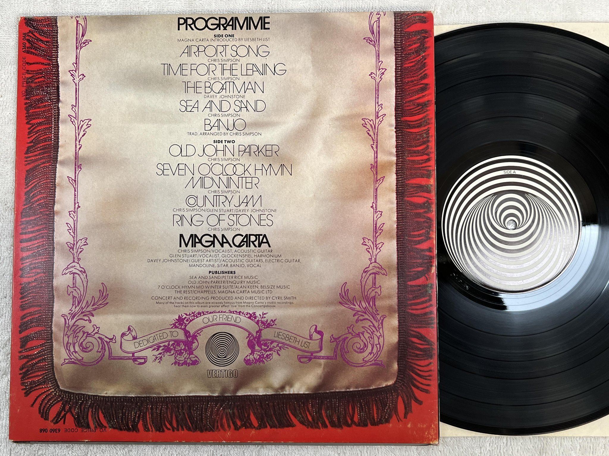 Omslagsbild för skivan MAGNA CARTA In Concert LP -72 UK swirl VERTIGO 6360 068