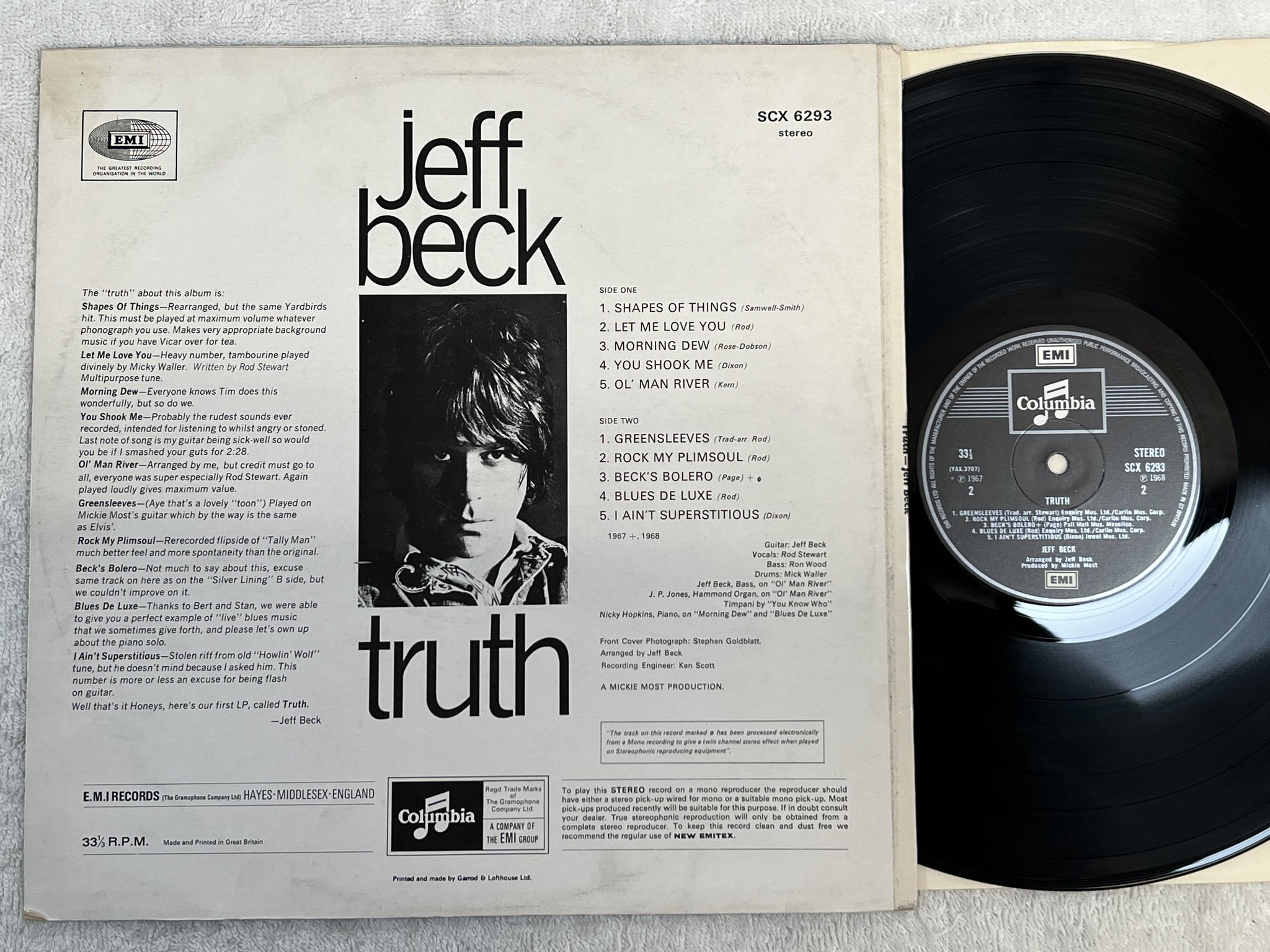 Omslagsbild för skivan JEFF BECK truth LP -68/69 UK COLUMBIA / EMI SCX 6293