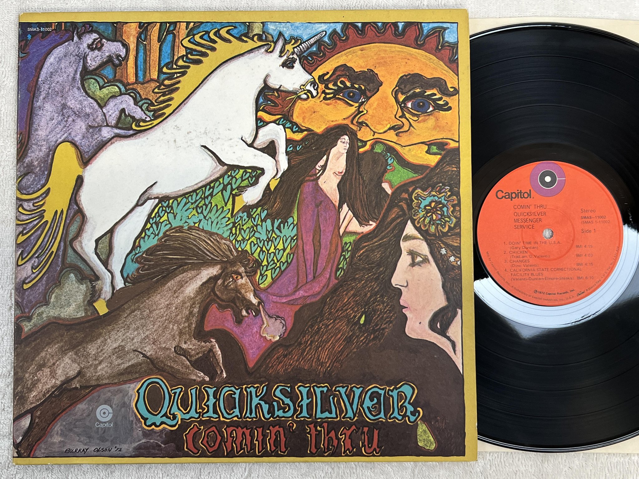 Omslagsbild för skivan QUICKSILVER MESSENGER SERVICE Comin' Thru LP -72 US CAPITOL SMAS-11002