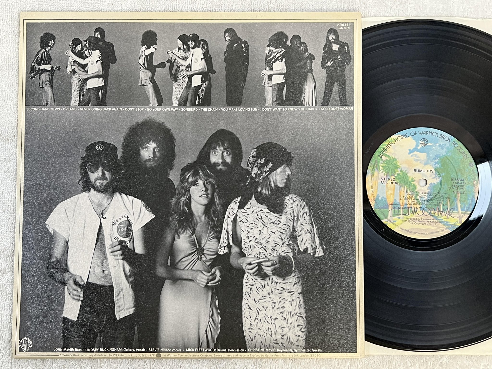 Omslagsbild för skivan FLEETWOOD MAC rumours LP -77 UK WARNER BROS K 56344