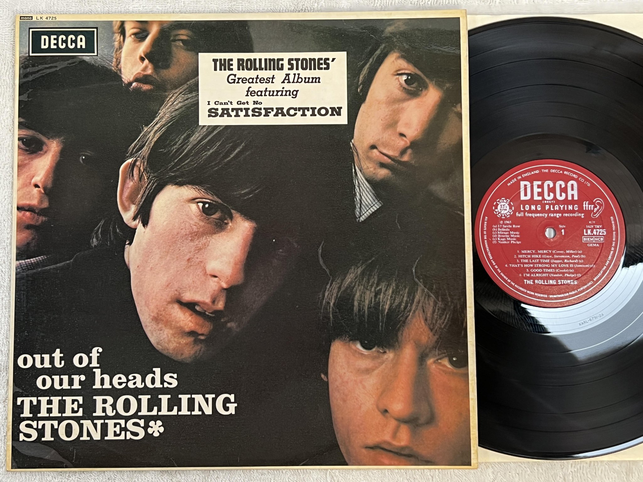Omslagsbild för skivan THE ROLLING STONES out of our heads LP -65 UK DECCA LK 4725