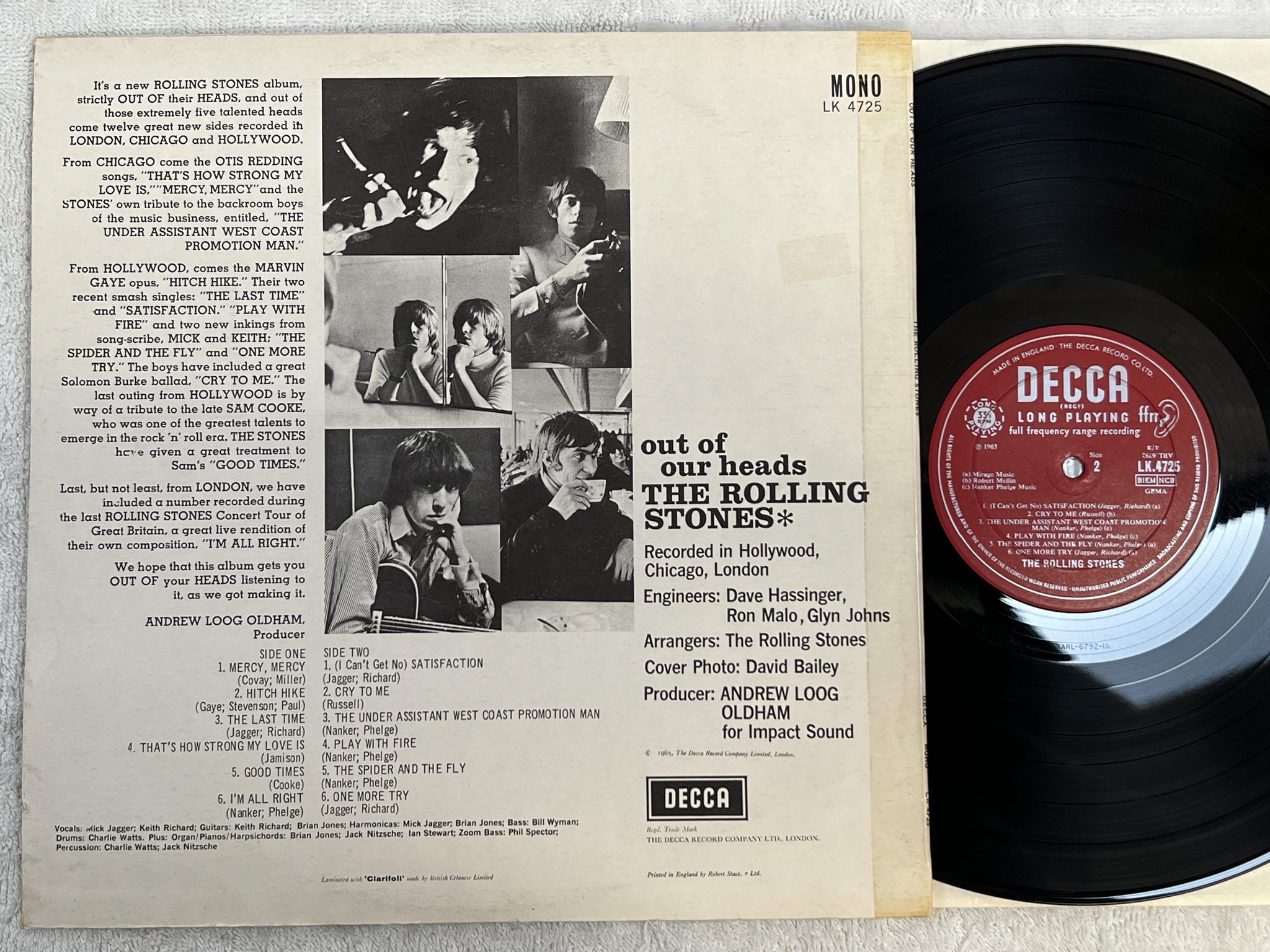 Omslagsbild för skivan THE ROLLING STONES out of our heads LP -65 UK DECCA LK 4725