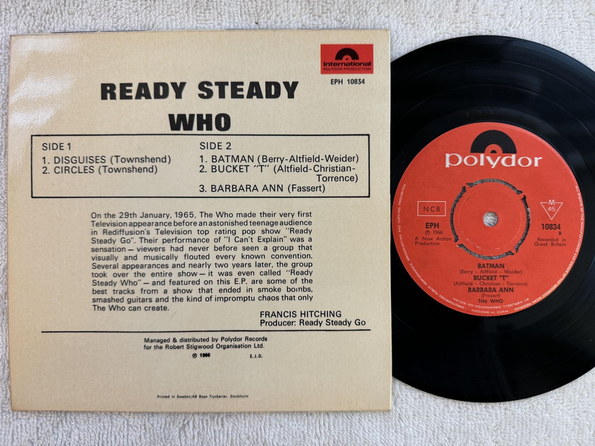 Omslagsbild för skivan THE WHO ready steady 7"ep -66 Swe SONET EPH 10834