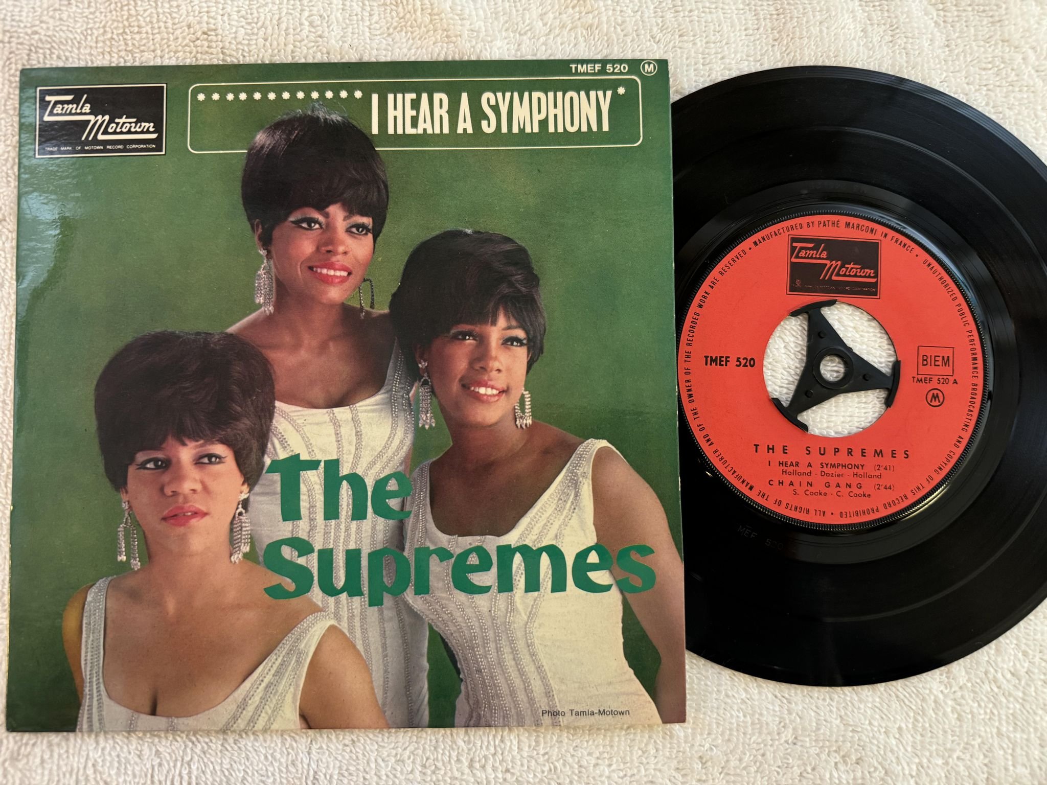 Omslagsbild för skivan THE SUPREMES I hear a symphony 7"ep -65 Fra TAMLA MOTOWN TMEF 520 *** R A R E **