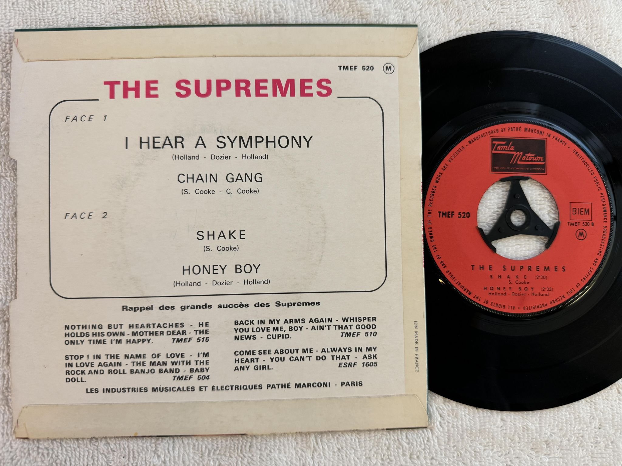 Omslagsbild för skivan THE SUPREMES I hear a symphony 7"ep -65 Fra TAMLA MOTOWN TMEF 520 *** R A R E **