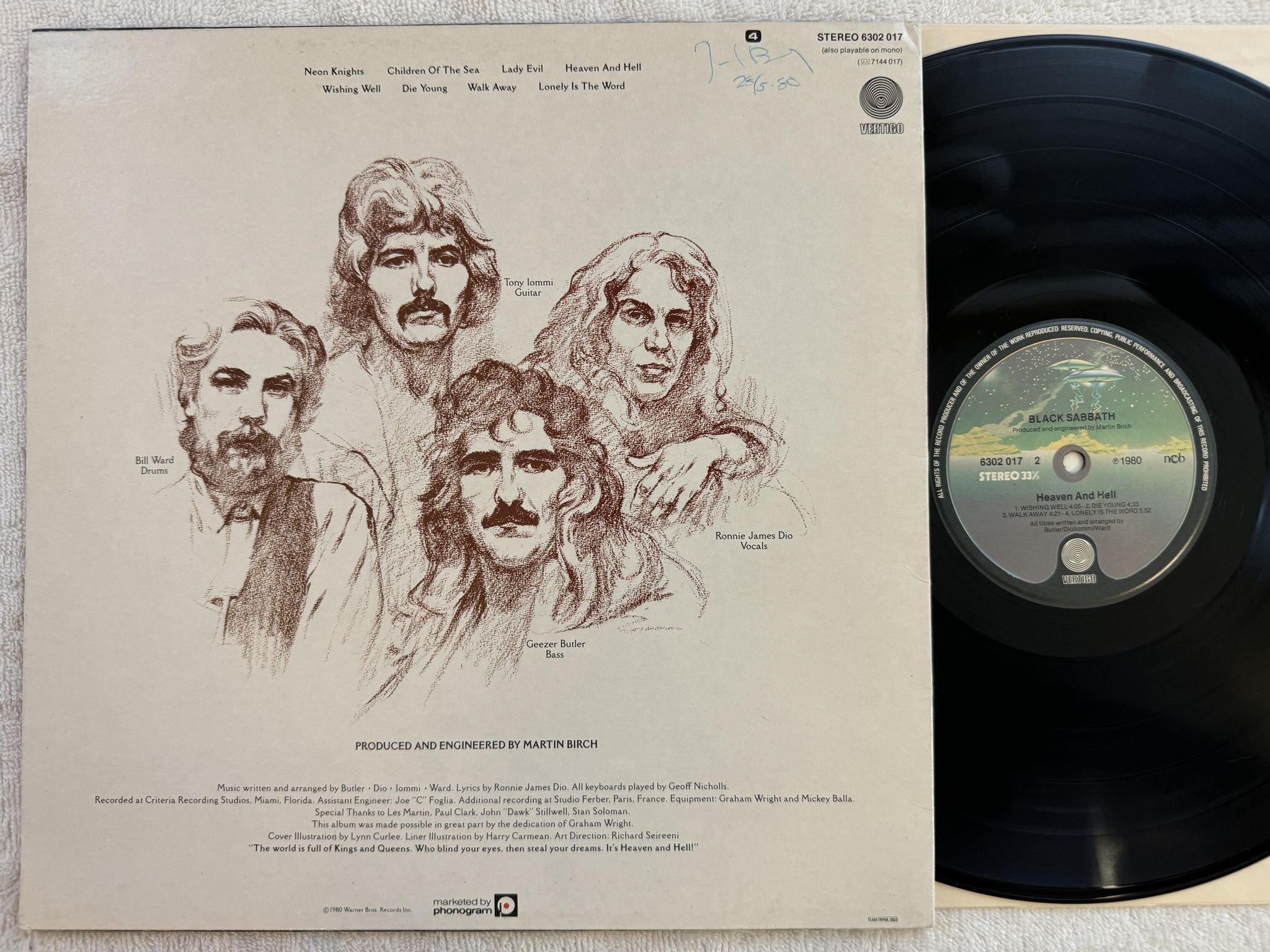 Omslagsbild för skivan BLACK SABBATH heaven and hell LP -80 ncb VERTIGO 6302 017