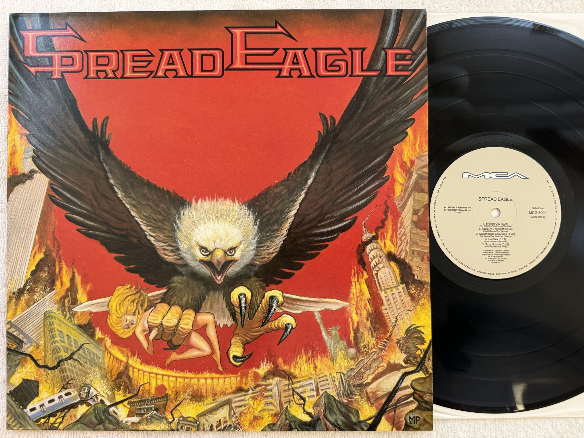 Omslagsbild för skivan SPREAD EAGLE s/t LP -90 UK MCA MCG-6092 *** RARE HARD ROCK ***