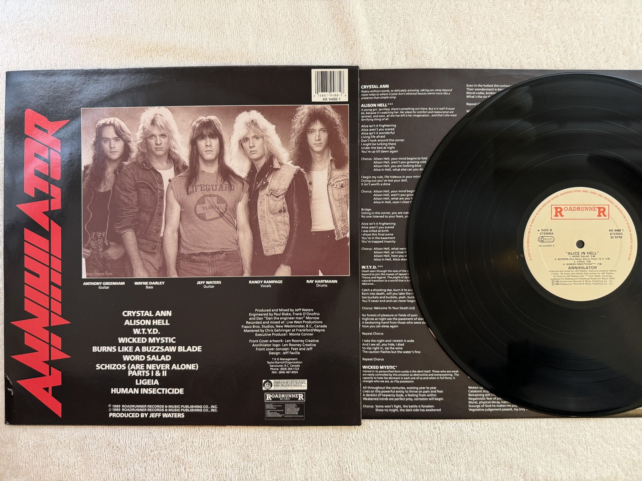 Omslagsbild för skivan ANNIHILATOR Alice in hell LP -89 Hol ROADRUNNER RR 9488 1