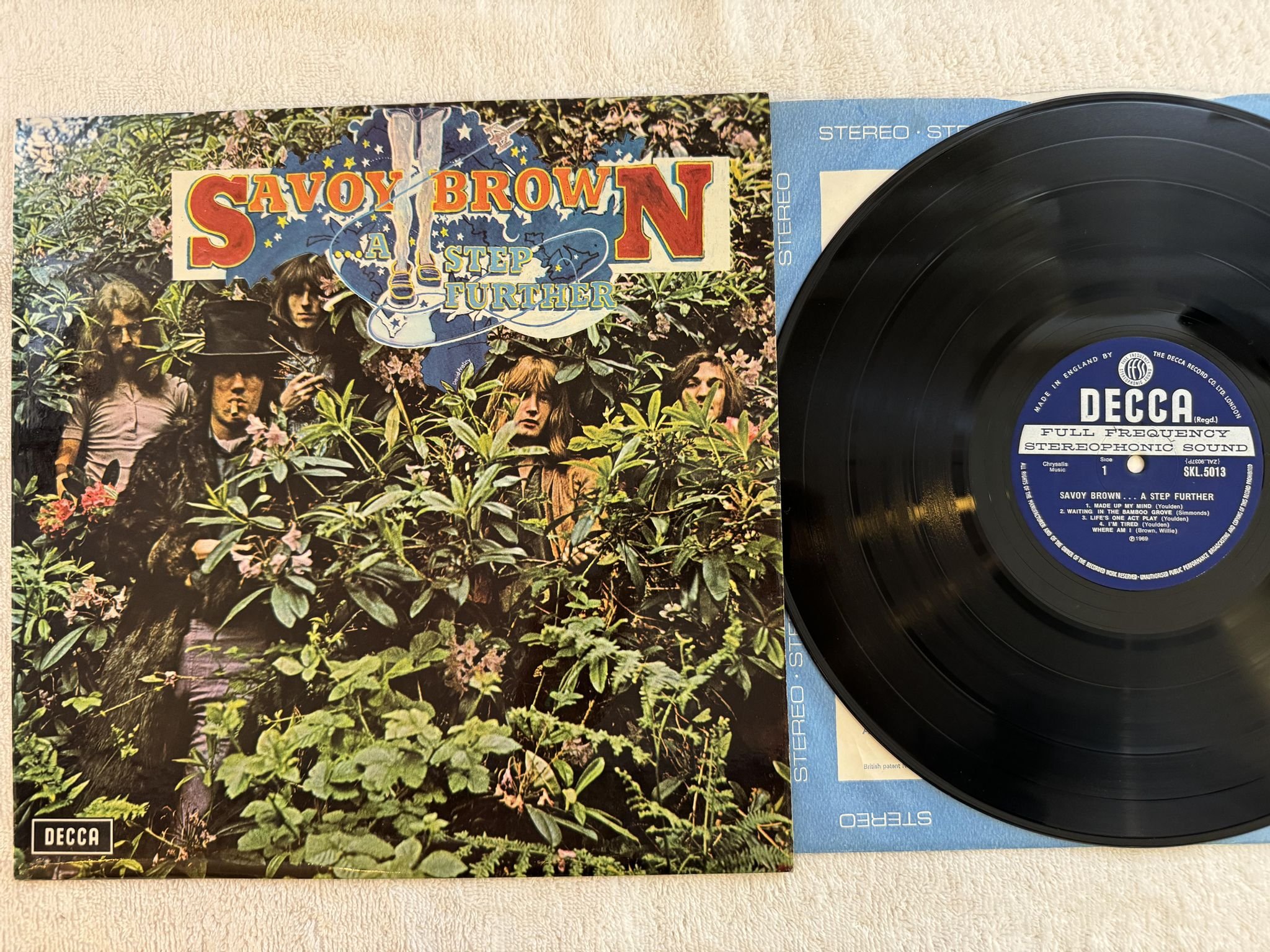 Omslagsbild för skivan SAVOY BROWN a step further LP -69 UK DECCA SKL 5013 ** LABEL MISPRINT **