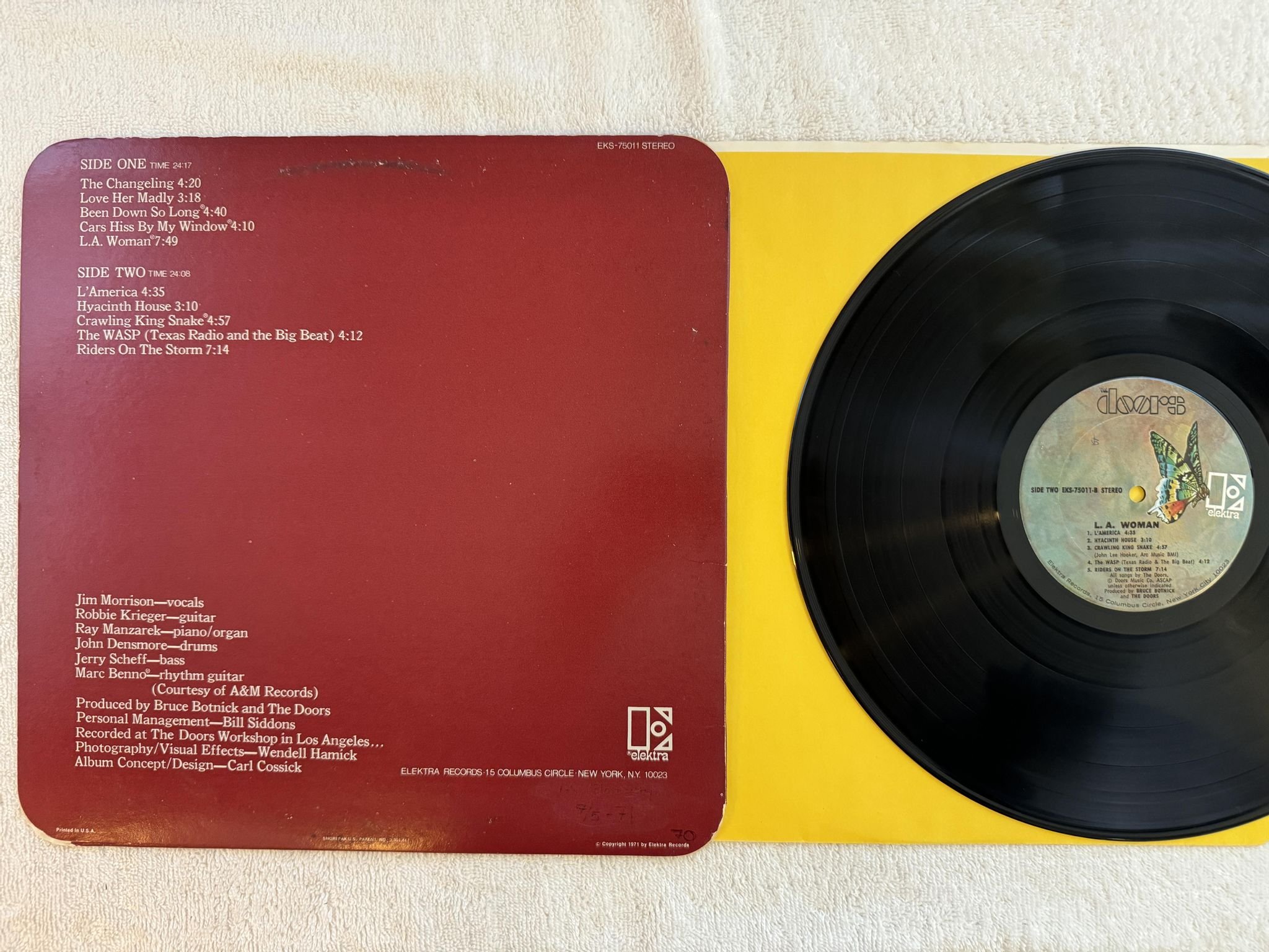 Omslagsbild för skivan THE DOORS L.A. woman LP -71 US ELEKTRA EKS 75011