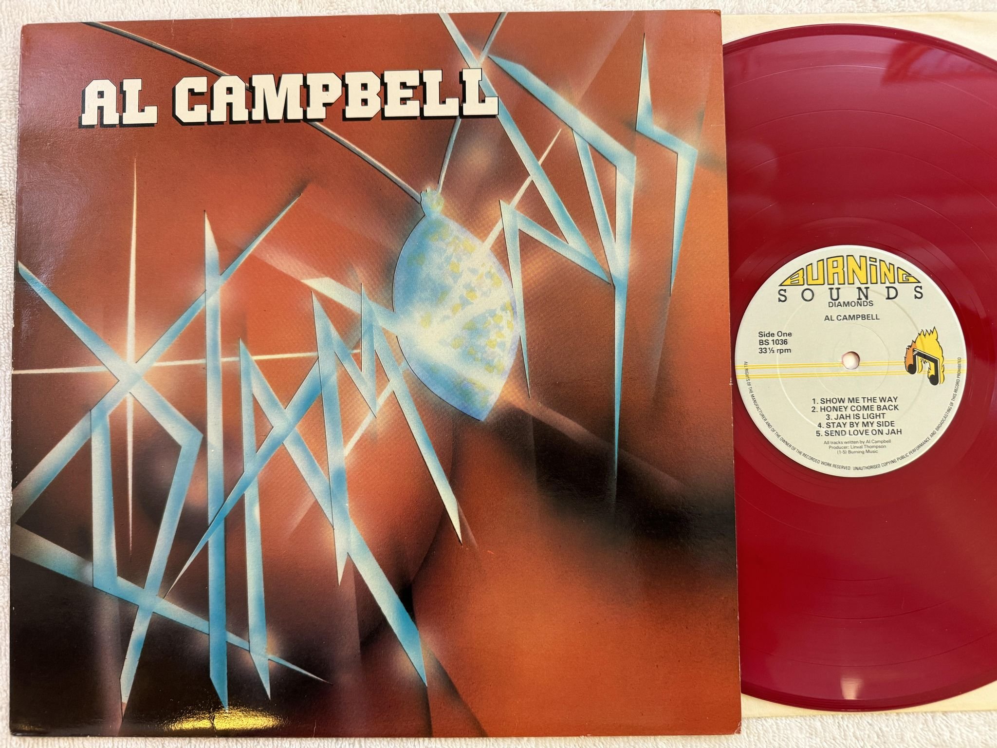 Omslagsbild för skivan AL CAMPBELL diamonds LP -79 UK BURNING SOUNDS BS 1036 ** RED VINYL **