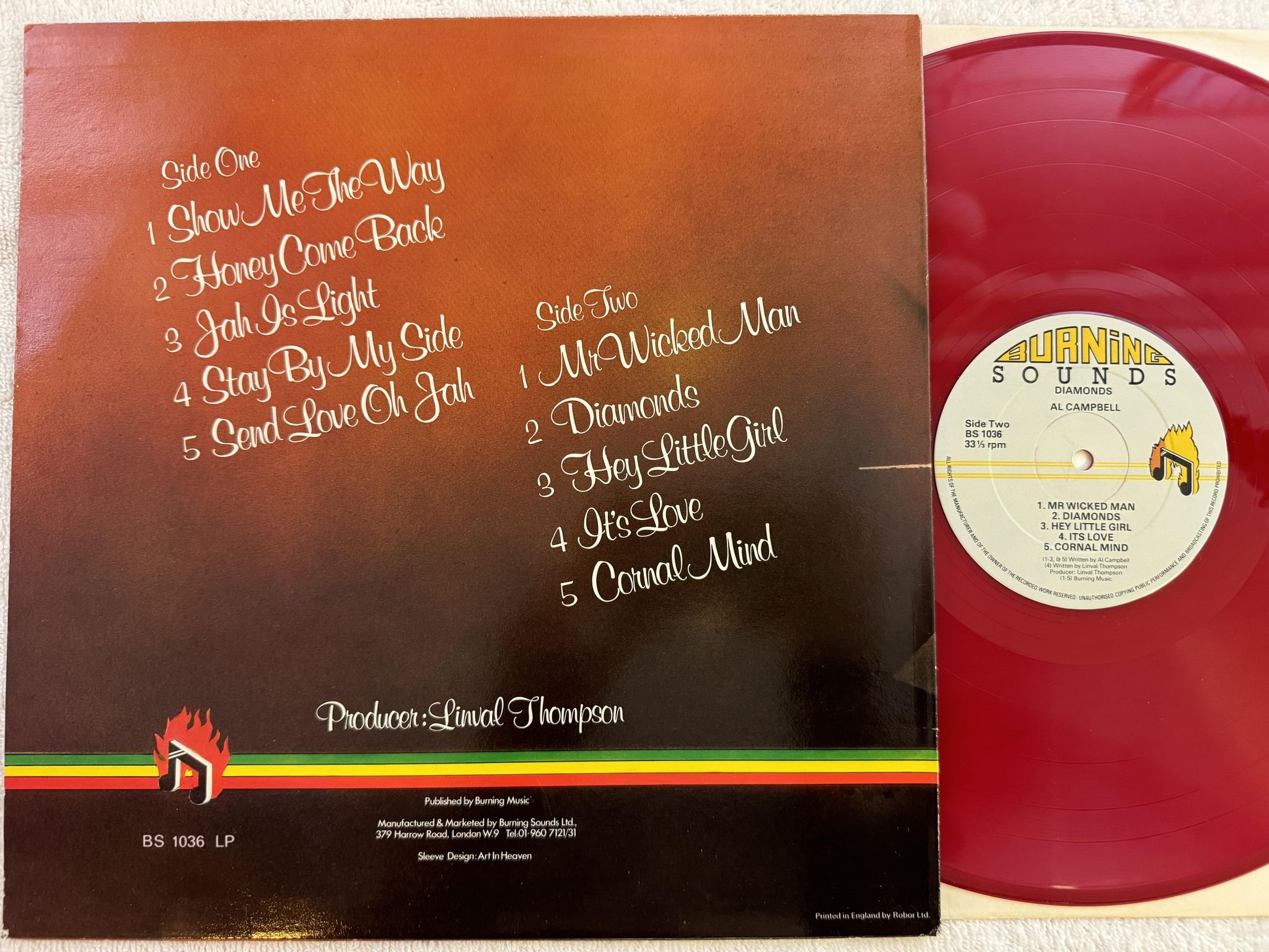 Omslagsbild för skivan AL CAMPBELL diamonds LP -79 UK BURNING SOUNDS BS 1036 ** RED VINYL **