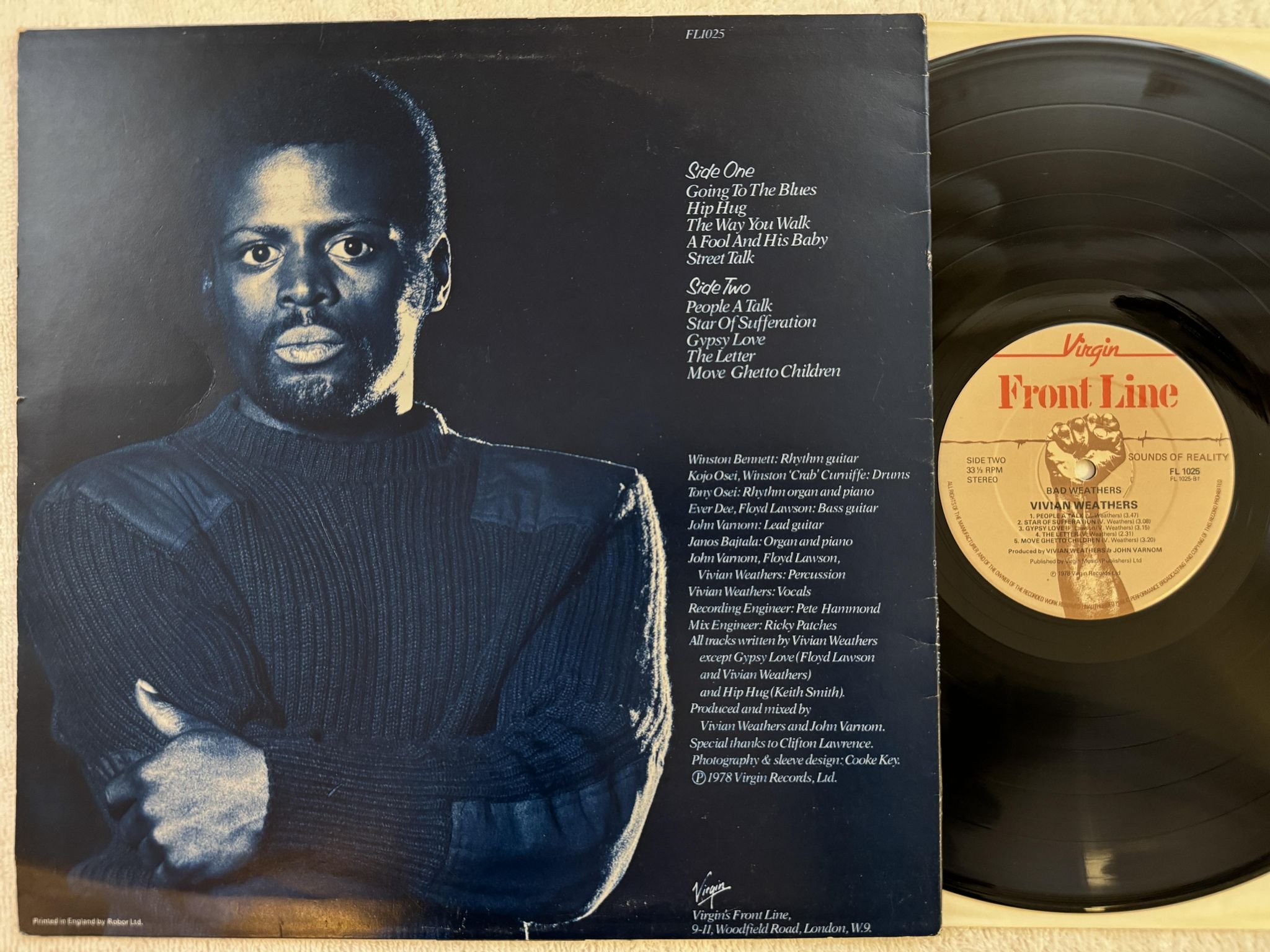 Omslagsbild för skivan VIVIAN WEATHERS bad weathers LP -78 UK FRONT LINE FL1025