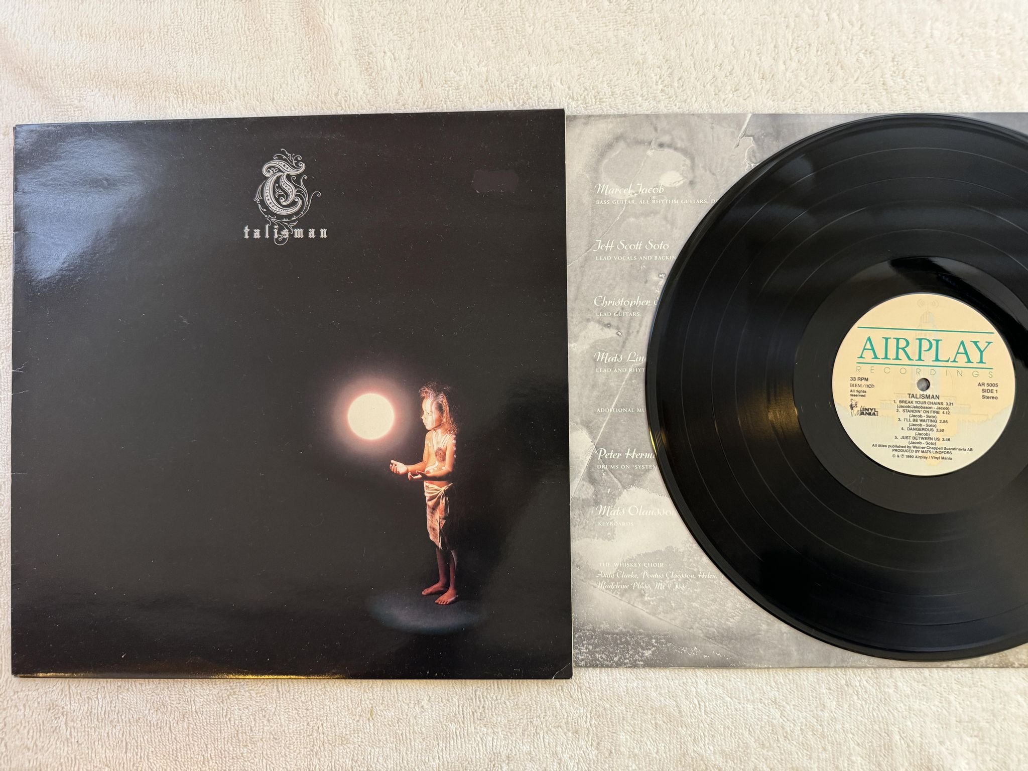 Omslagsbild för skivan TALISMAN s/t LP -90 Swe AIRPLAY AR 5005 *** HARD ROCK ***