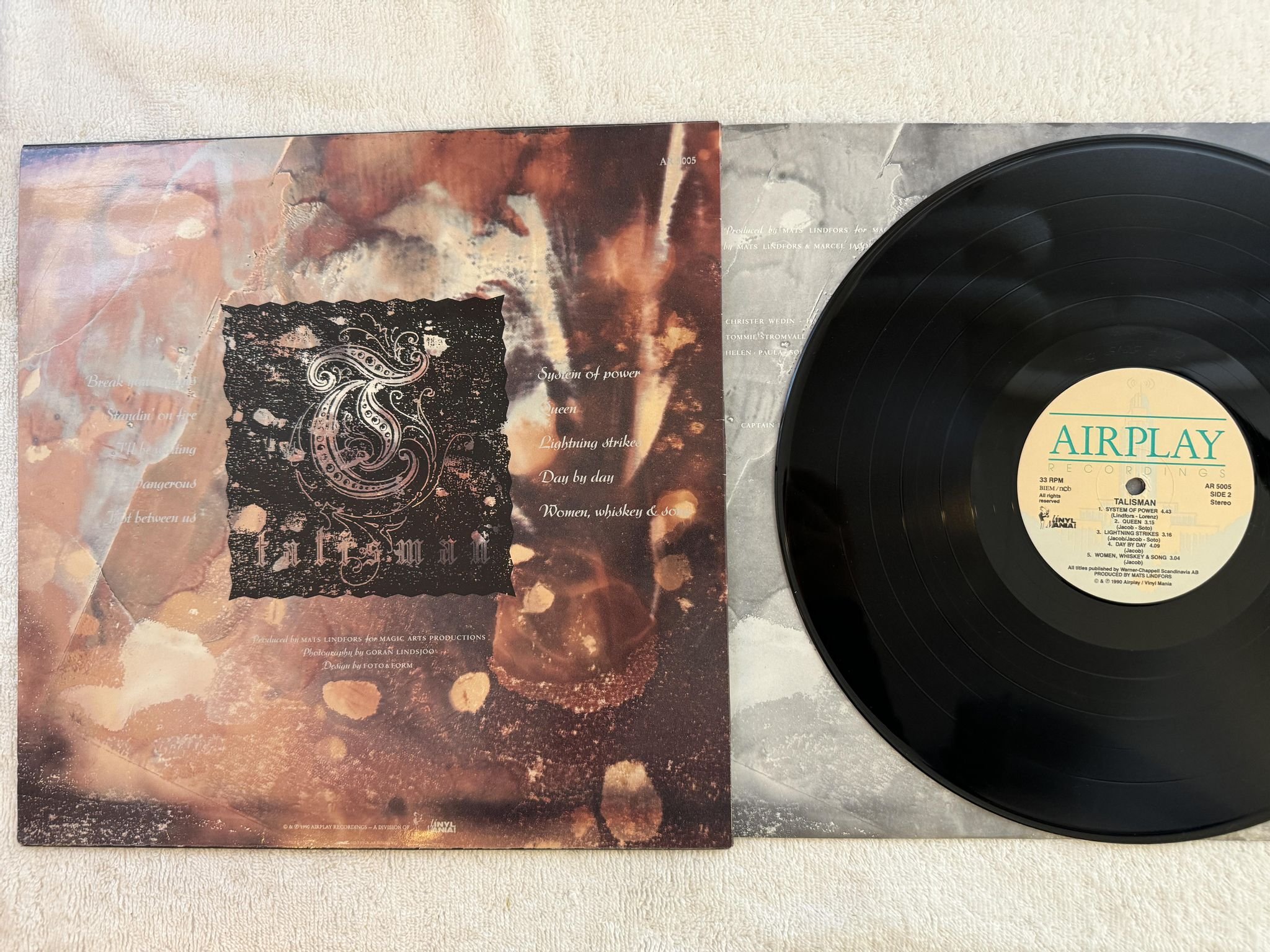 Omslagsbild för skivan TALISMAN s/t LP -90 Swe AIRPLAY AR 5005 *** HARD ROCK ***