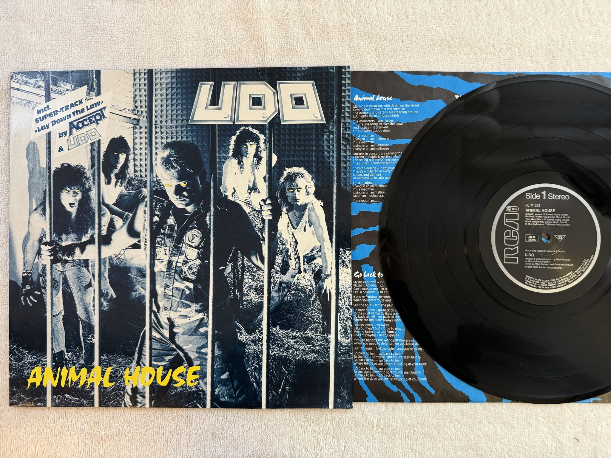 Omslagsbild för skivan UDO animal house LP -87 Ger RCA PL 71552