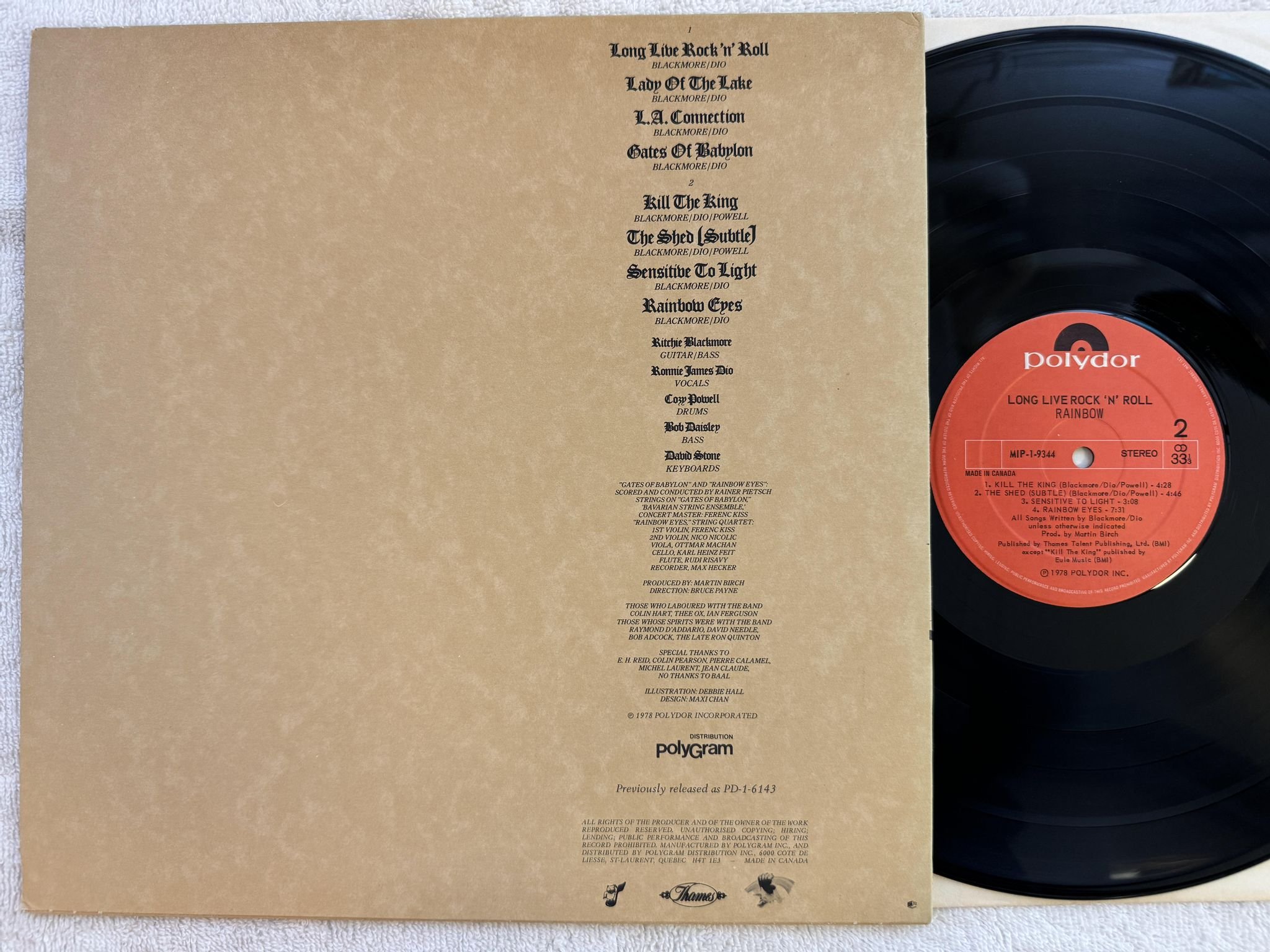 Omslagsbild för skivan RAINBOW long live rock n roll LP -78 Can POLYDOR MIP 1 9344