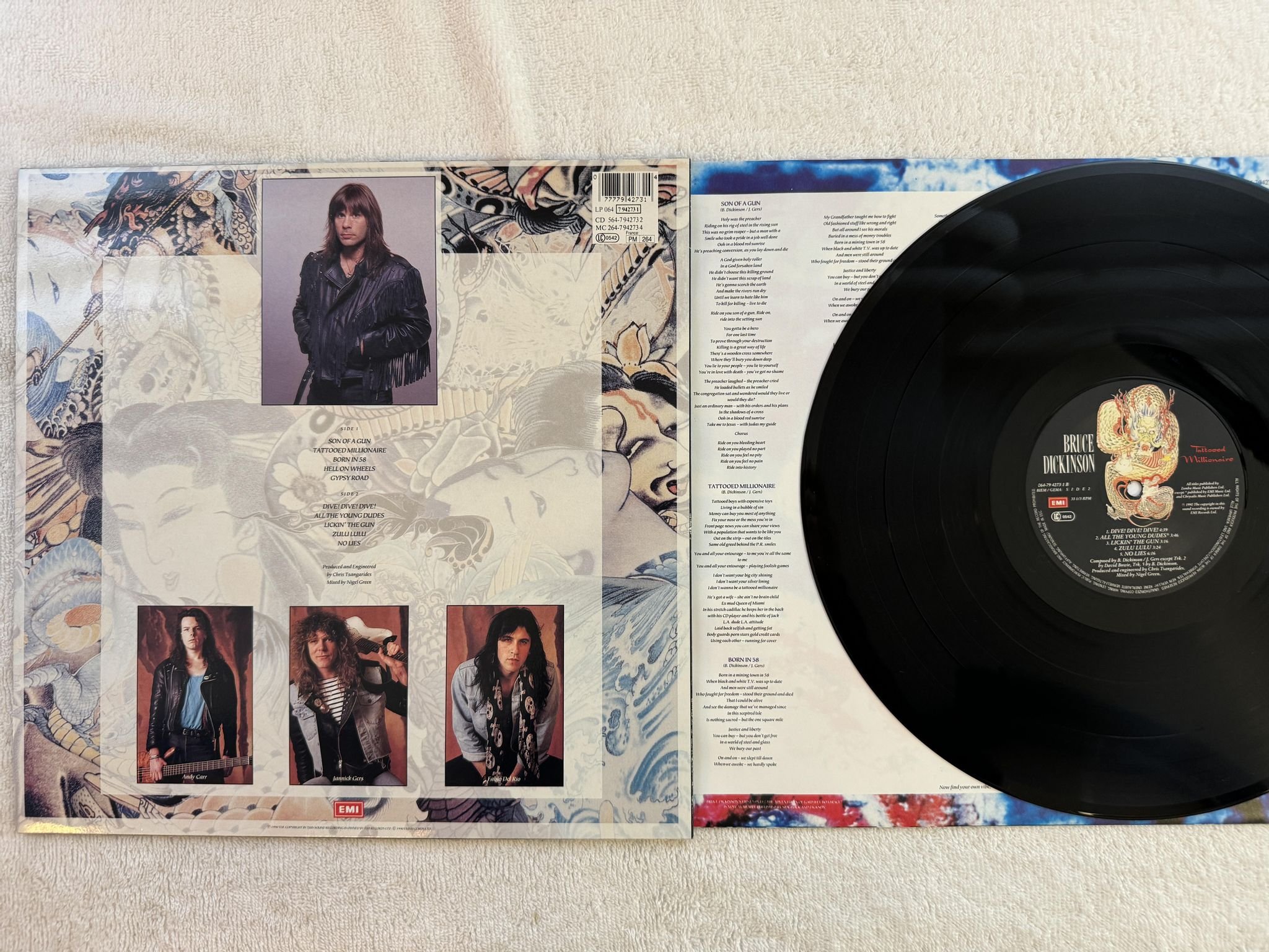 Omslagsbild för skivan BRUCE DICKINSON Tattooed Millionaire LP -90 EMI 064-7942731