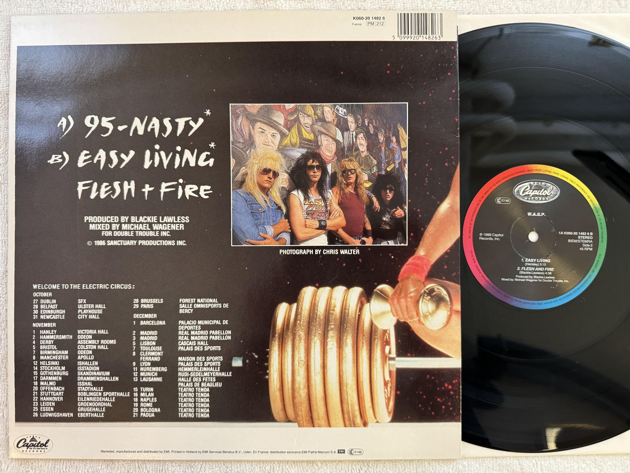 Omslagsbild för skivan W.A.S.P. 95 Nasty 12"single -86 Hol CAPITOL 1A K060-20 14826