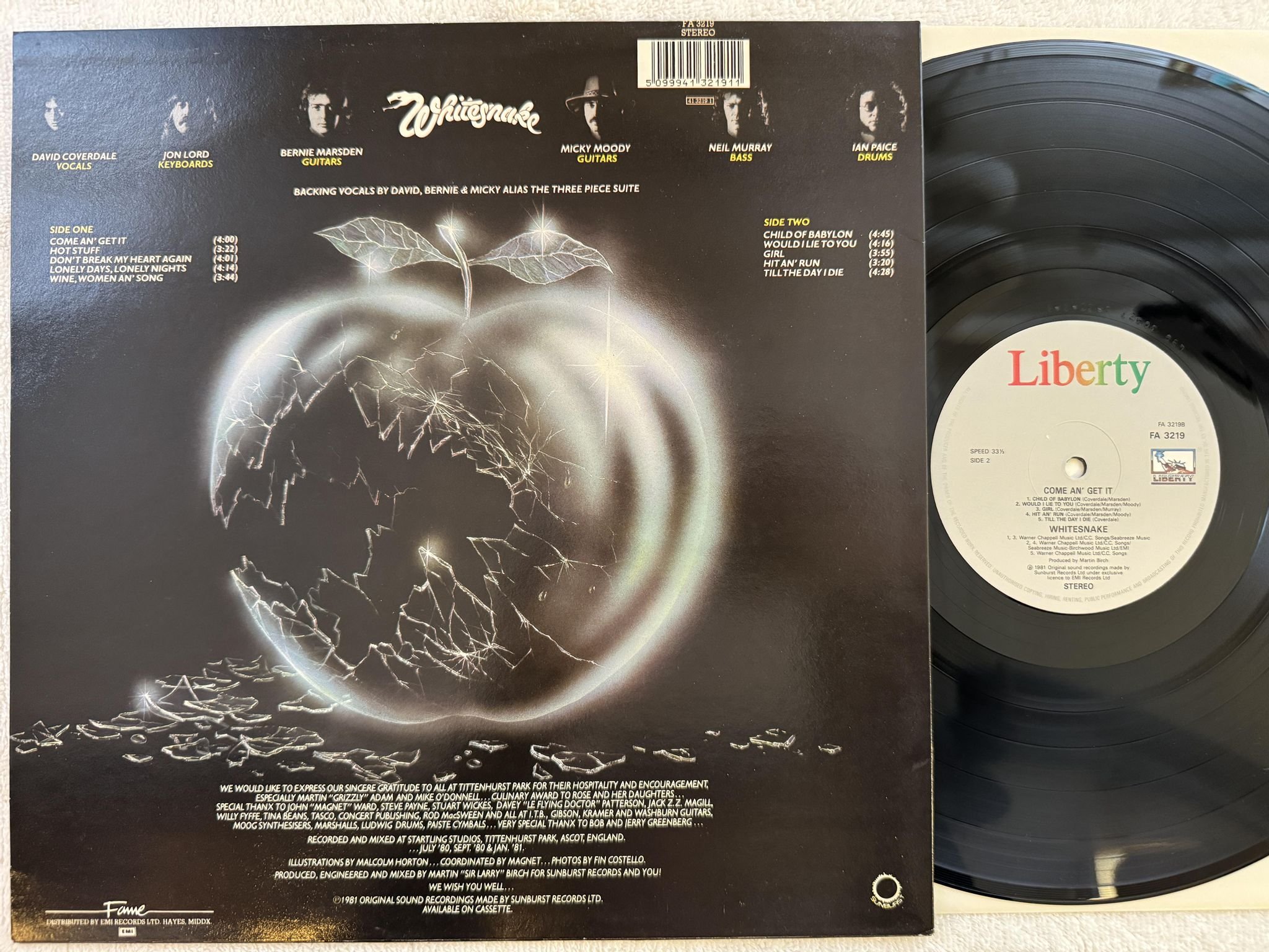 Omslagsbild för skivan WHITESNAKE Come An' Get It LP UK LIBERTY FA 3219