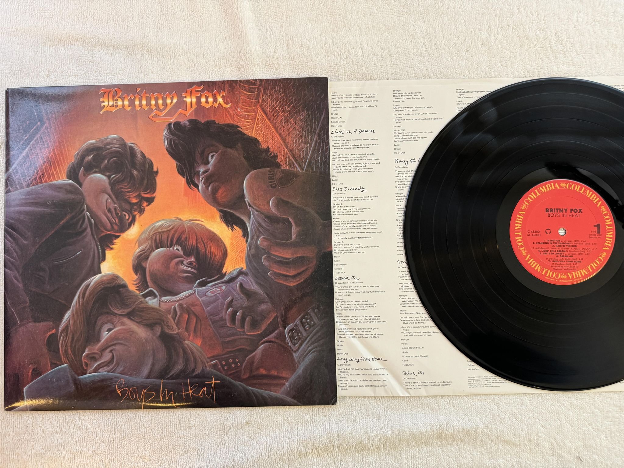 Omslagsbild för skivan BRITNY FOX Boys In Heat LP -89 US COLUMBIA C 45300